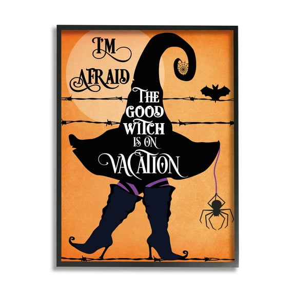 Stupell Industries Good Witch On Vacation Fun Festive Halloween Fantasy Graphic Art Black Framed Art Print Wall Art, 11x14, by Jill Meyer