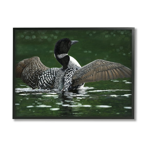 Stupell Industries Goose Spreading Wings Animals & Insects Photography Black Framed Art Print Wall Art, 14 x 11