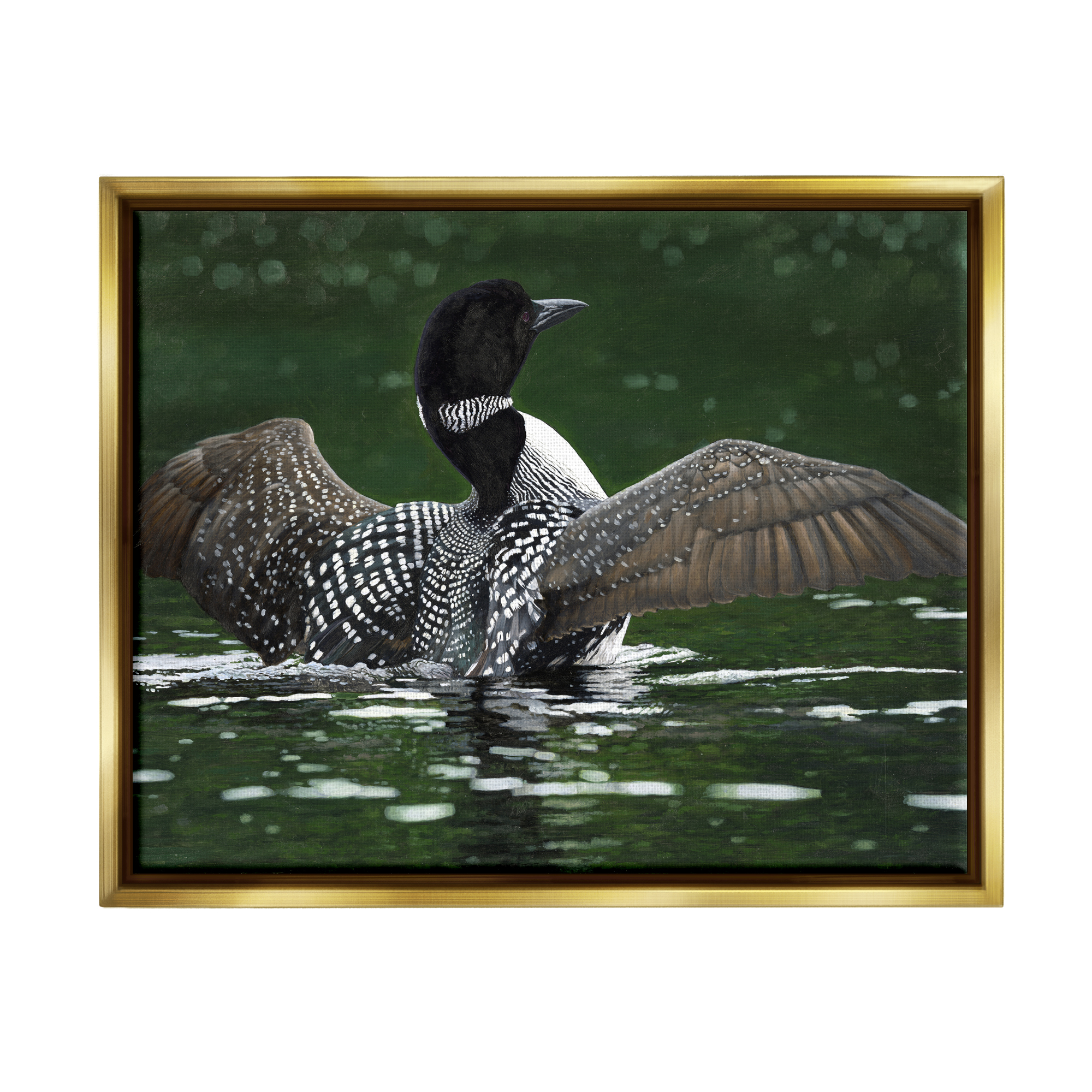 Stupell Industries Goose Spreading Wings Animals & Insects Photography Gold Floater Framed Art Print Wall Art, 21 x 17