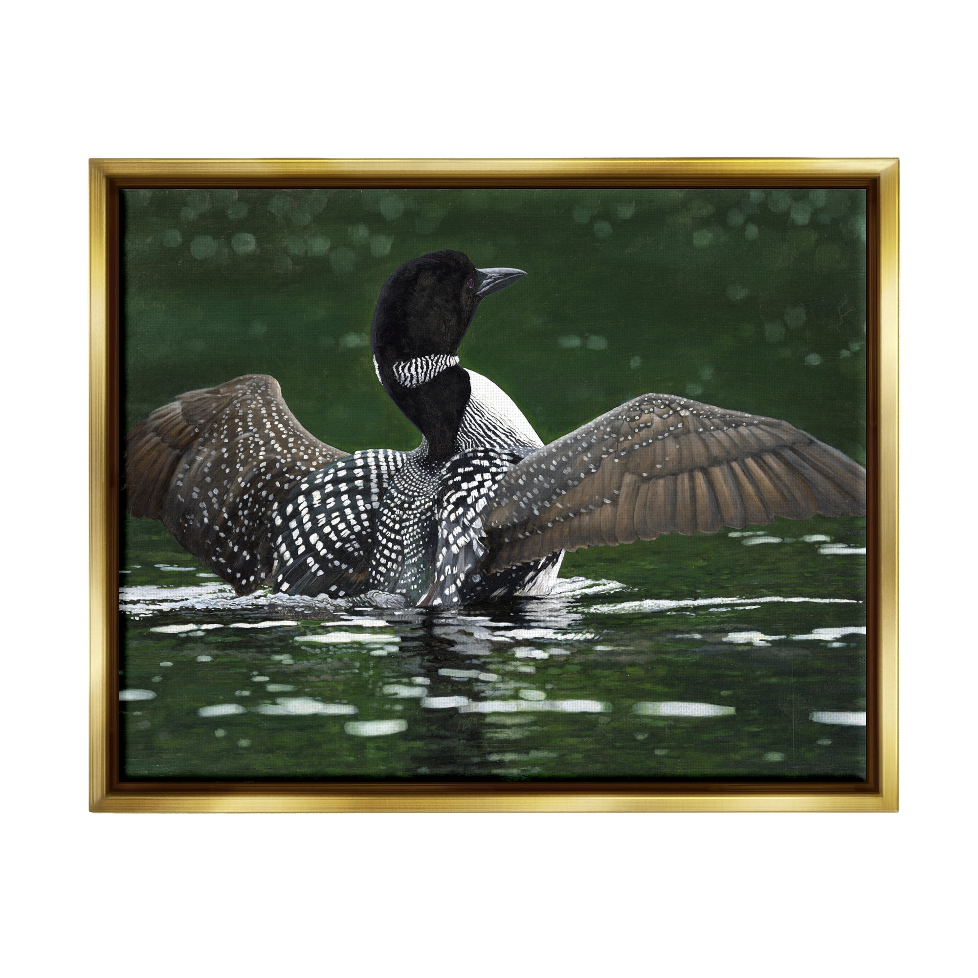 Stupell Industries Goose Spreading Wings Animals & Insects Photography Gold Floater Framed Art Print Wall Art, 31 x 25