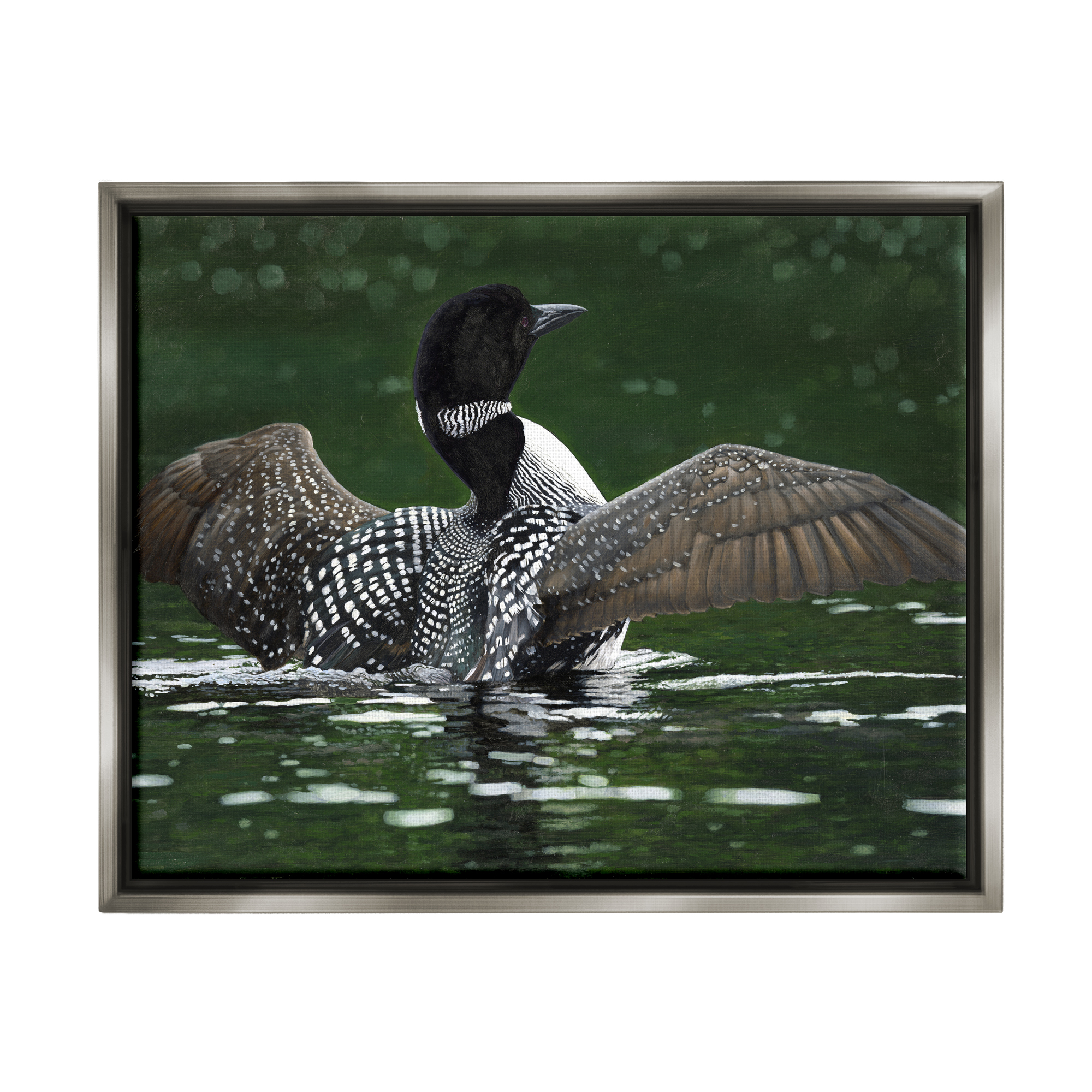 Stupell Industries Goose Spreading Wings Animals & Insects Photography Gray Floater Framed Art Print Wall Art, 31 x 25