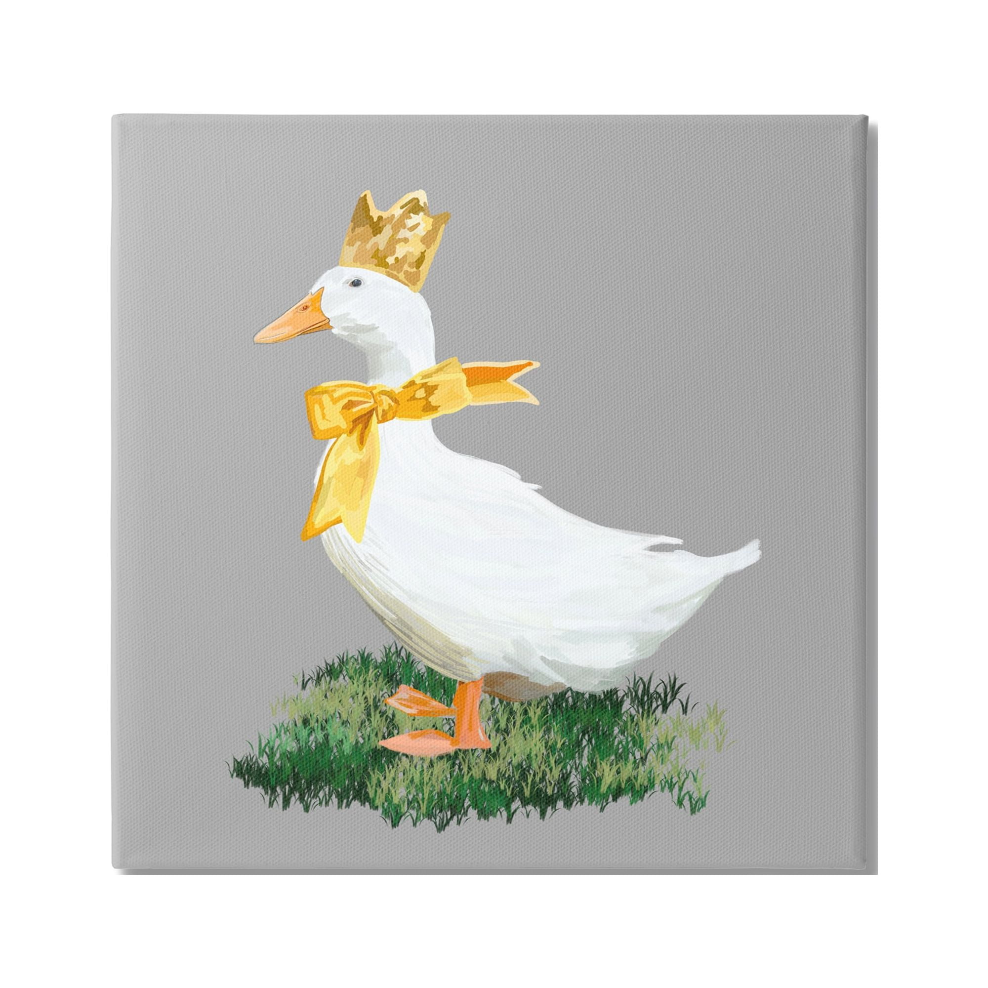 Stupell Industries Goose with Crown Animals & Insects Painting Gallery Wrapped Canvas Art Print Wall Art, 17 x 17