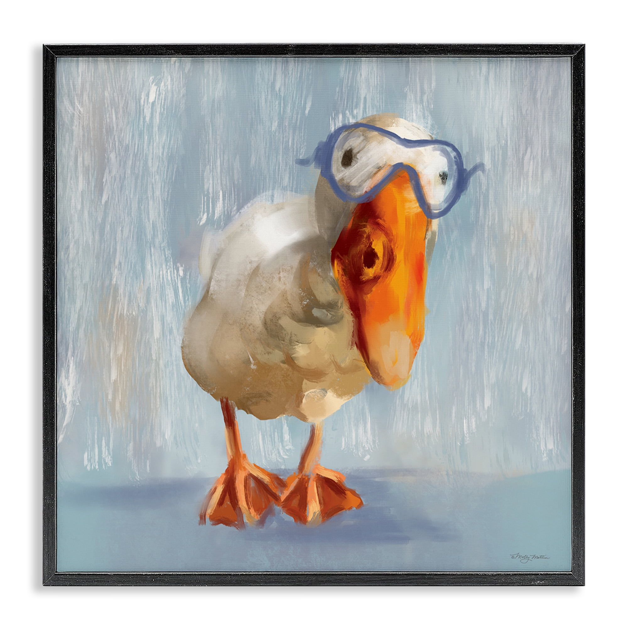 Stupell Industries Goose with Scooba Mask Animals Painting Black Framed Art Print Wall Art, 12 x 12