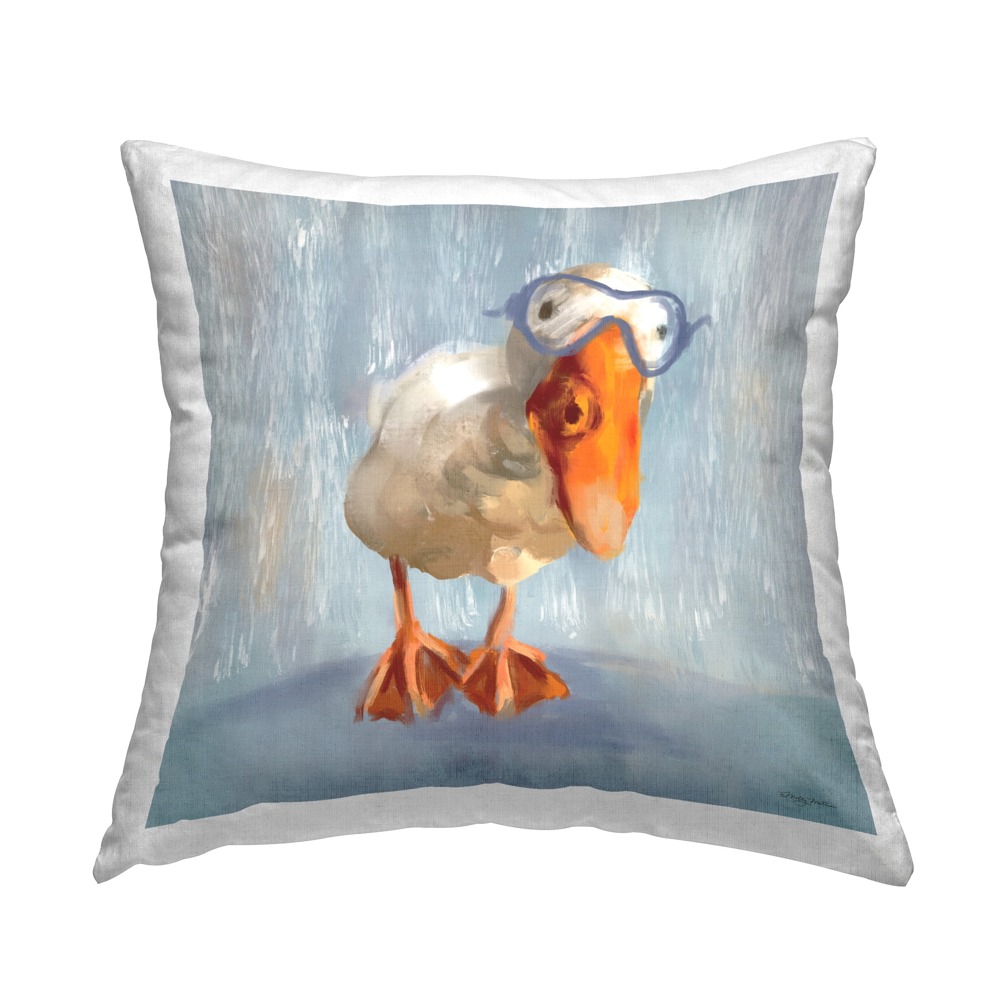 Stupell Industries Goose with Scooba Mask Decorative Printed Throw Pillow Design by Molly Mattin.