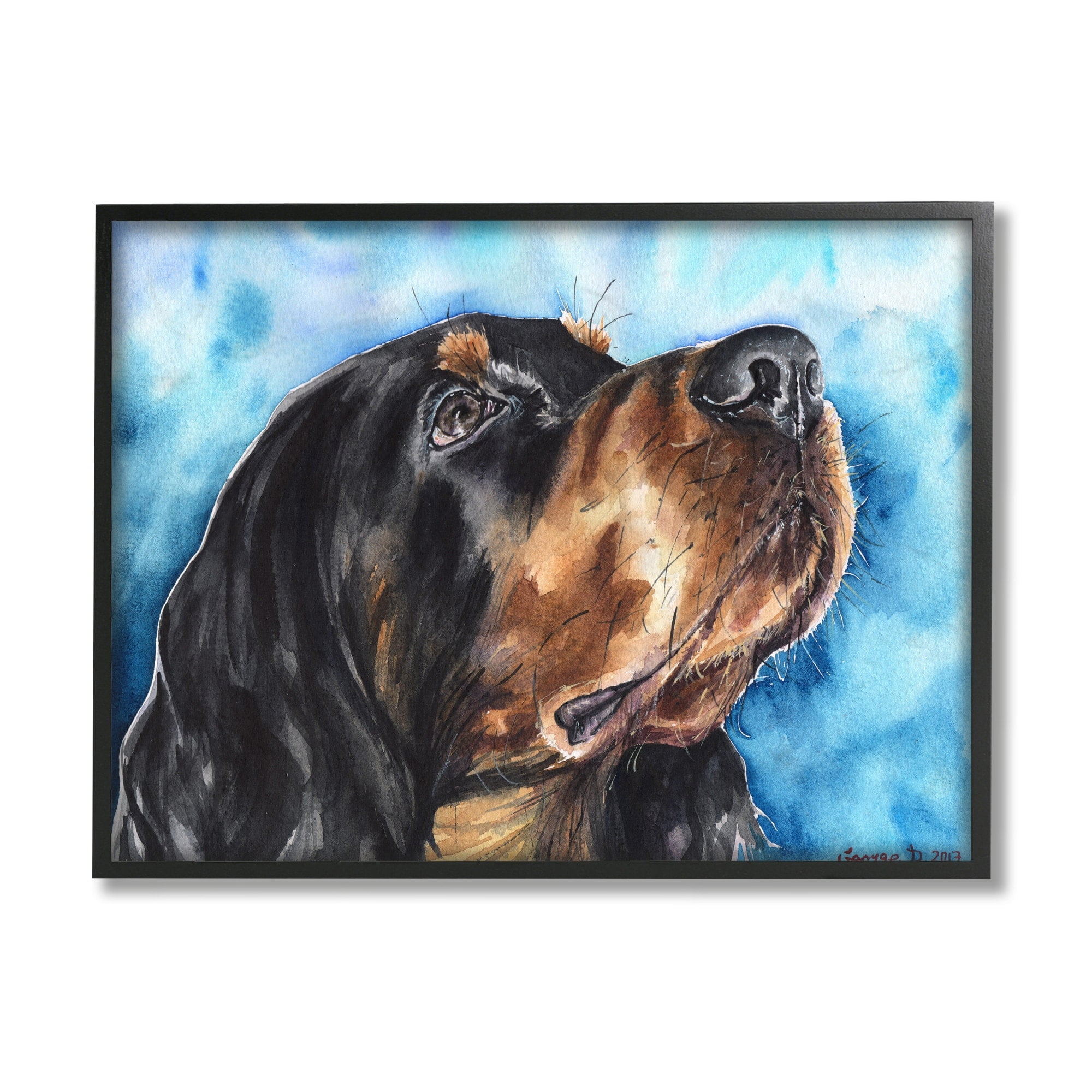 Stupell Industries Gordon Setter Dog Portrait over Vibrant Blue Black Framed, 16 x 20, Design by George Dyachenko