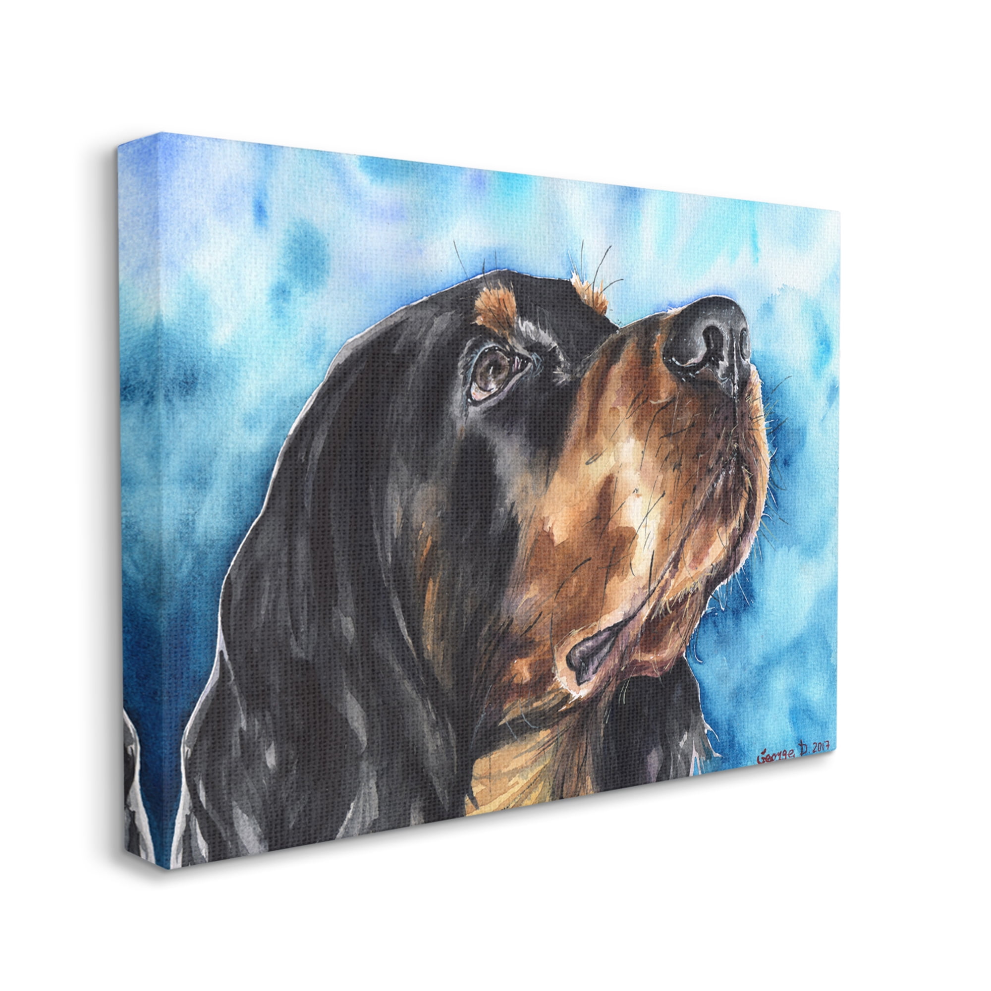 Stupell Industries Gordon Setter Dog Portrait over Vibrant Blue Canvas Wall Art, 16 x 20, Design by George Dyachenko