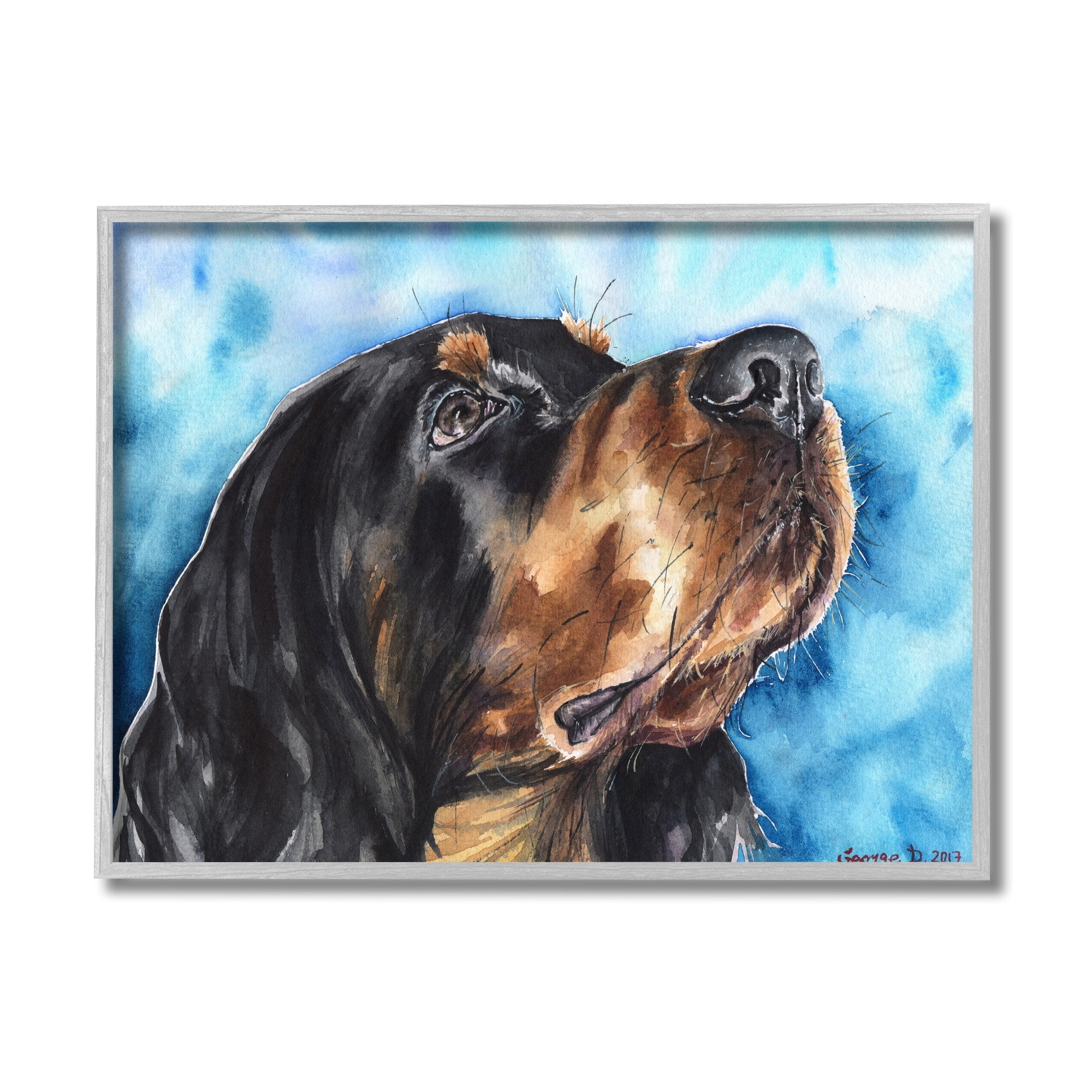 Stupell Industries Gordon Setter Dog Portrait over Vibrant Blue Grey Framed, 16 x 20, Design by George Dyachenko