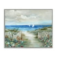thumbnail image 1 of Stupell Industries Gorgeous Beach Scene Poppies Blooming White Fence Ocean Paintings Gray Framed Art Print Wall Art, 30x24, by Nan, 1 of 5
