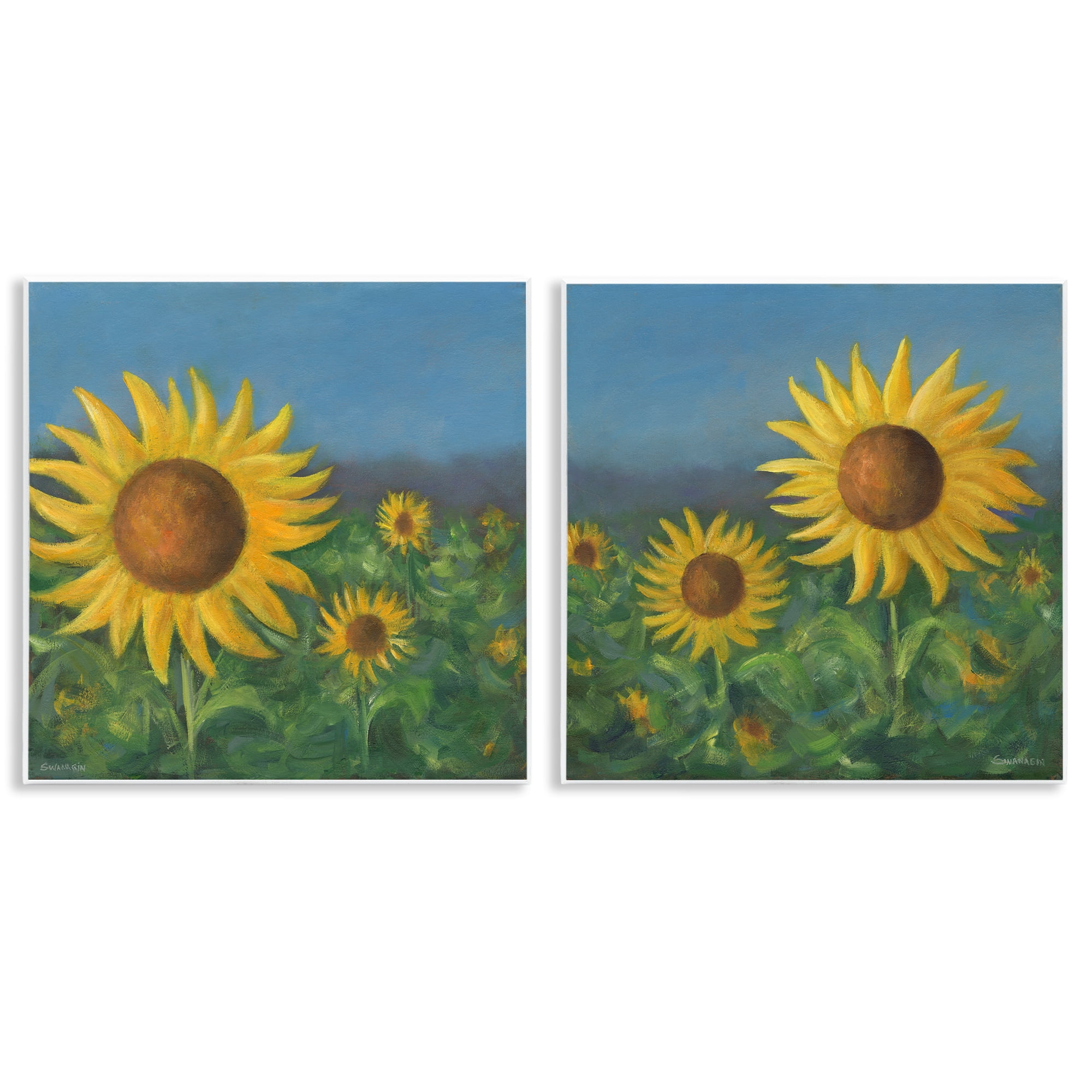 Stupell Industries Gorgeous Sunflower Field Plants & Flowers Painting Unframed Art Print Wall Art, 12 x 12, Set of 2