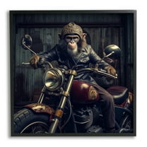 Stupell Industries Gorilla Motorcycle Portrait Animals & Insects Painting Black Framed Art Print Wall Art, 12 x 12