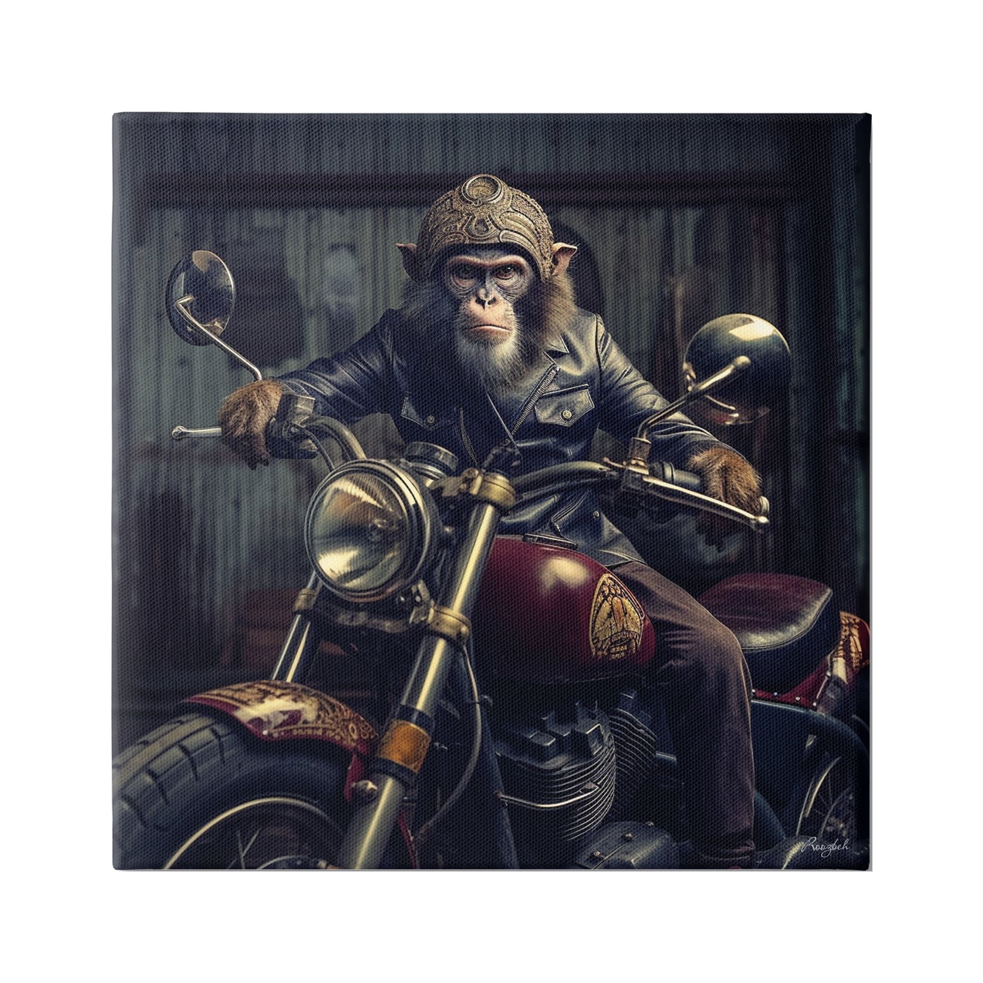Stupell Industries Gorilla Motorcycle Portrait Animals & Insects Painting Gallery Wrapped Canvas Art Print Wall Art, 24 x 24