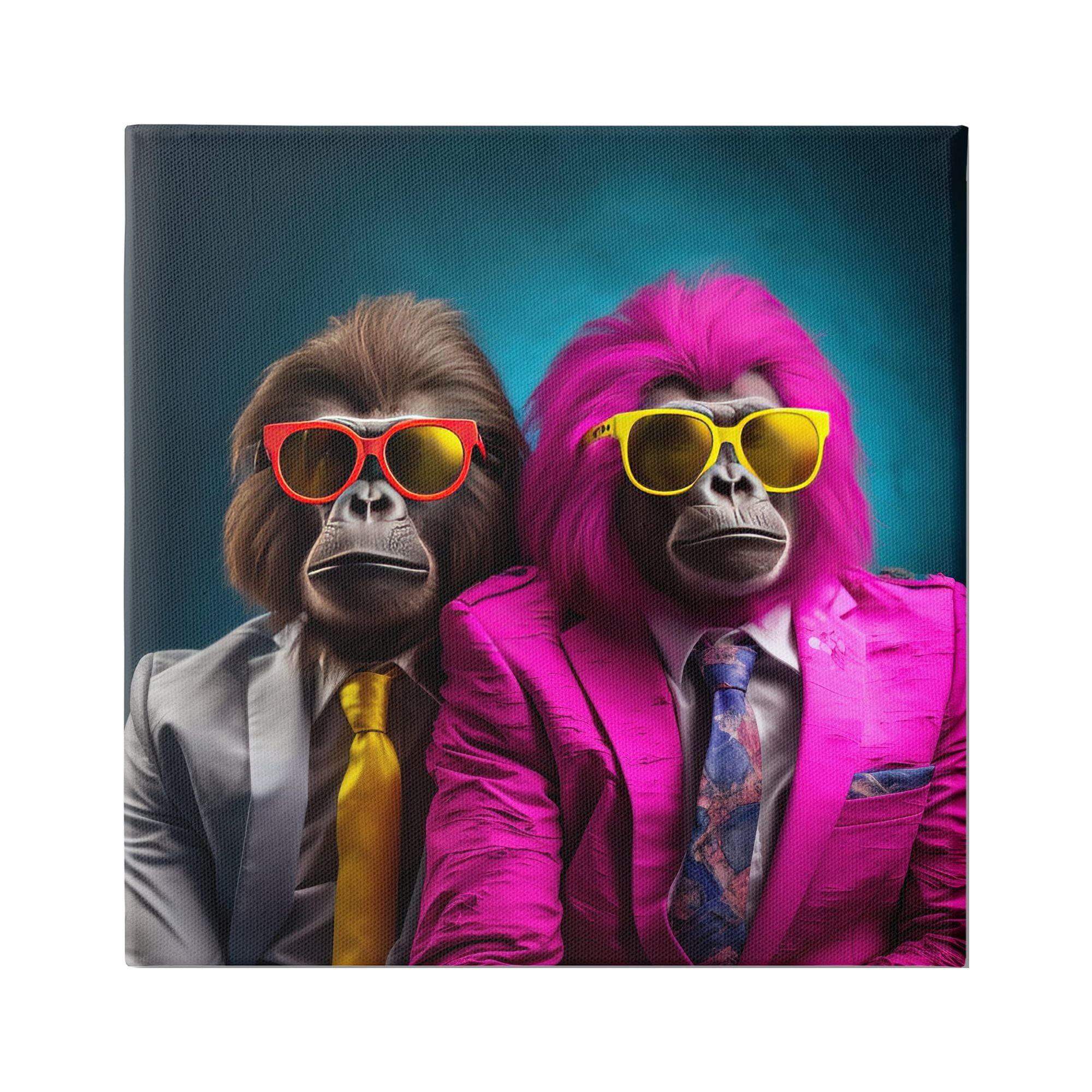 Stupell Industries Gorillas in Suits Animals & Insects Painting Gallery Wrapped Canvas Art Print Wall Art, 17 x 17