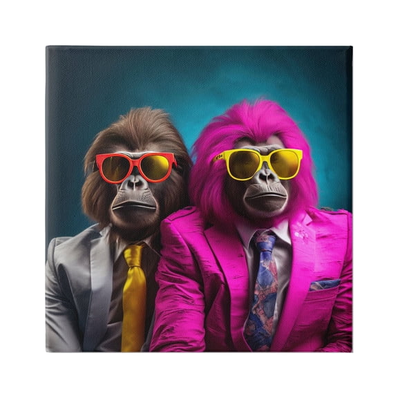 Stupell Industries Gorillas in Suits Animals & Insects Painting Gallery Wrapped Canvas Art Print Wall Art, 17 x 17