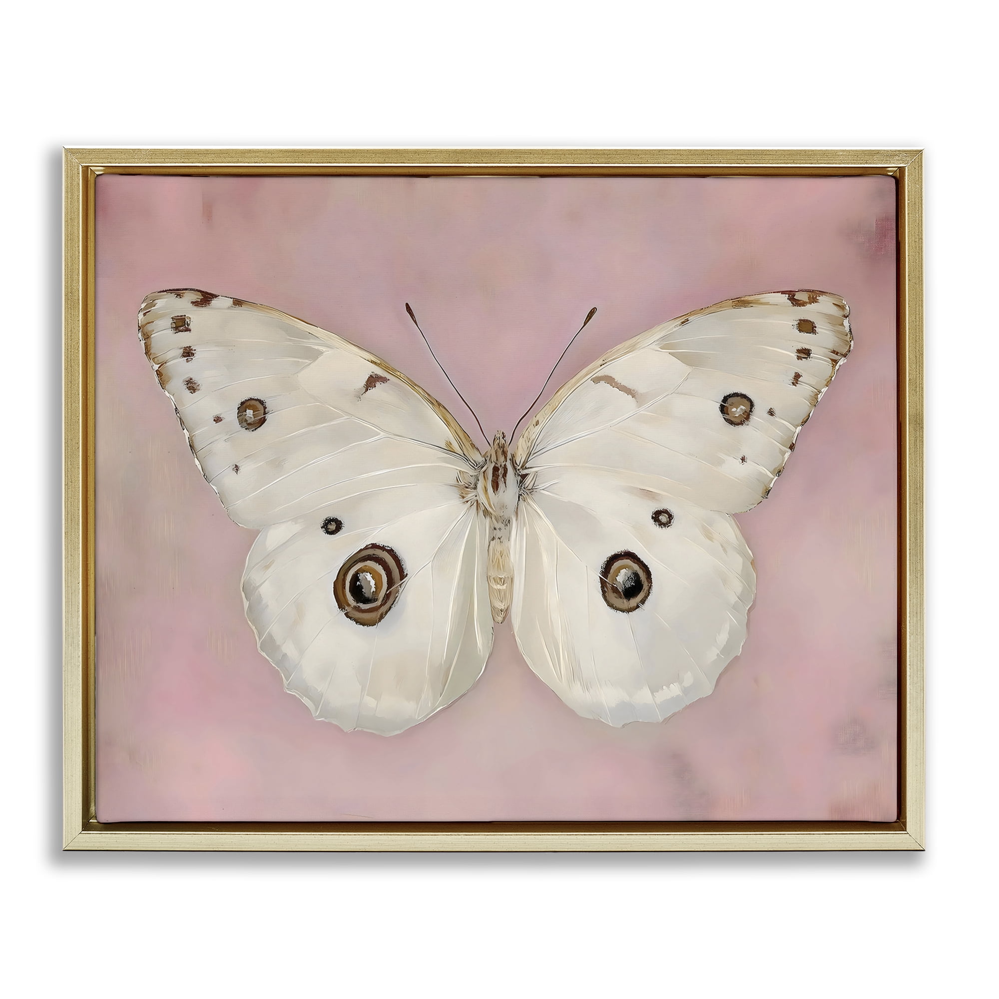 Stupell Industries Gossamer Butterfly on Blush Background Gold Framed Floater Canvas Wall Art, design by Arlington Prints
