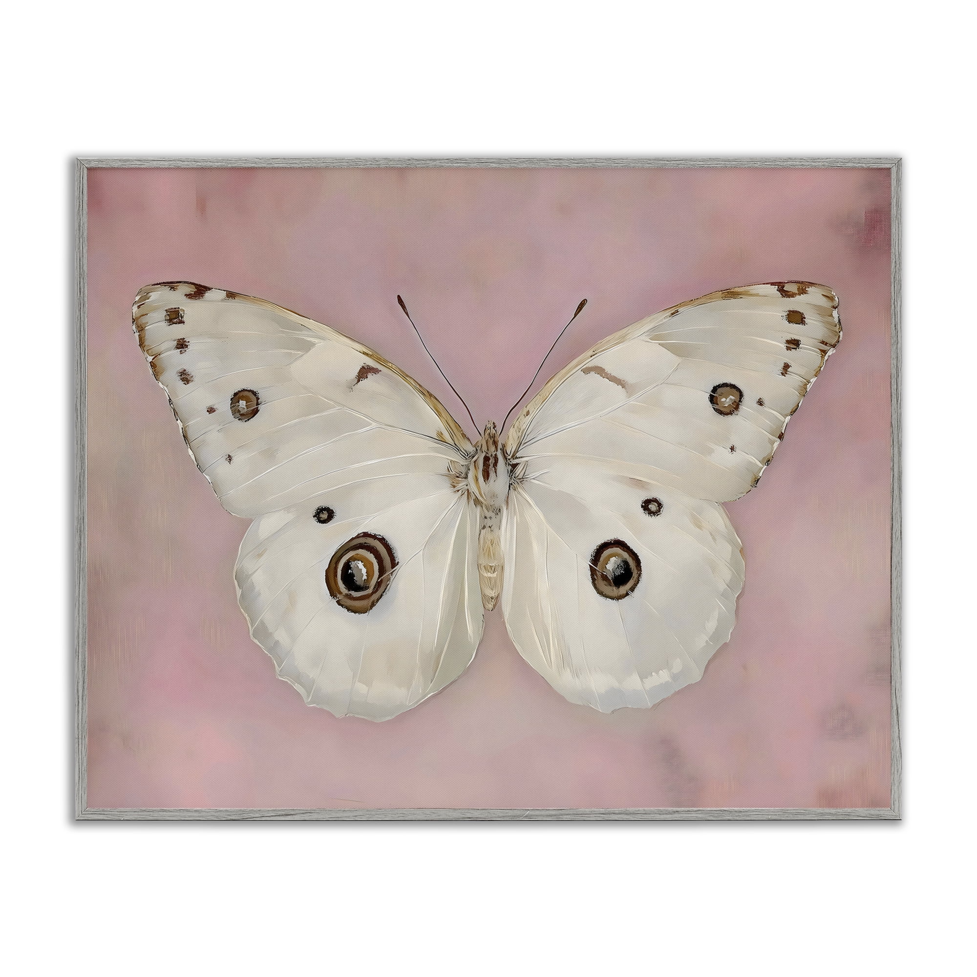 Stupell Industries Gossamer Butterfly on Blush Background Gray Framed Giclee Art, design by Arlington Prints