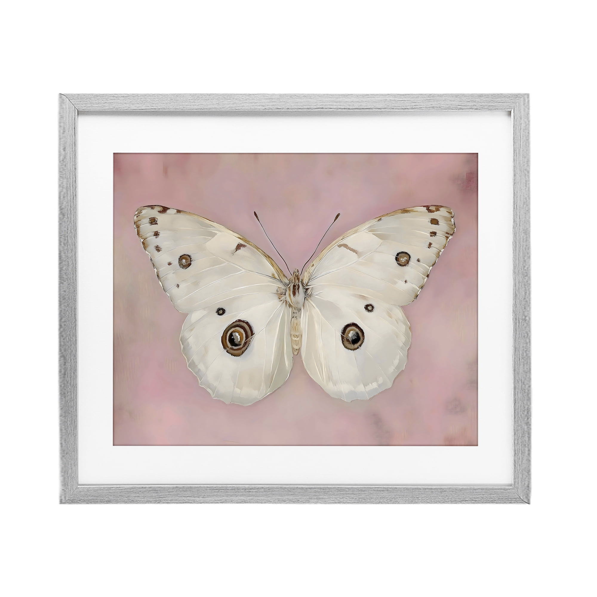 Stupell Industries Gossamer Butterfly on Blush Background Gray Framed Print Under Glass, design by Arlington Prints