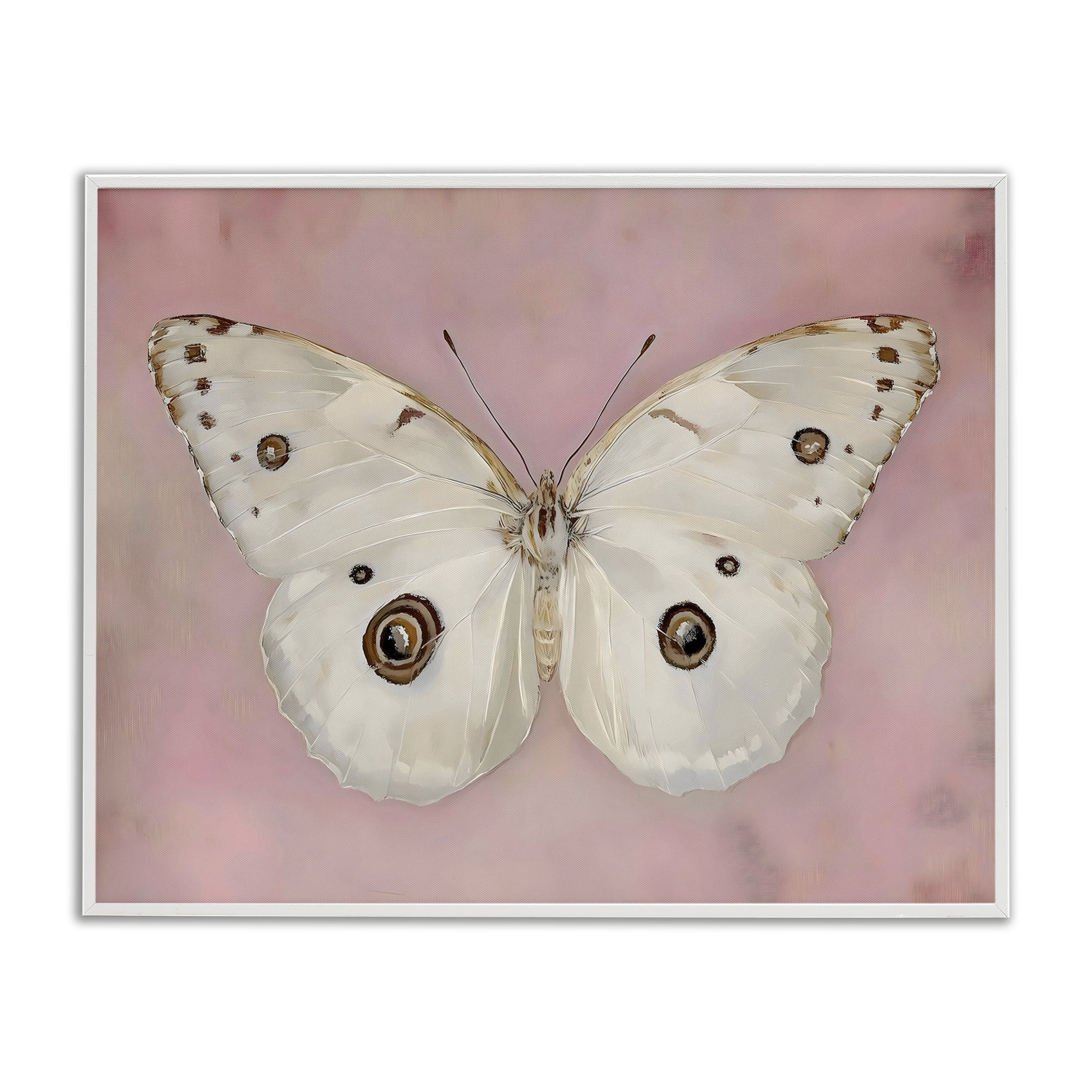 Stupell Industries Gossamer Butterfly on Blush Background White Framed Giclee Art, design by Arlington Prints