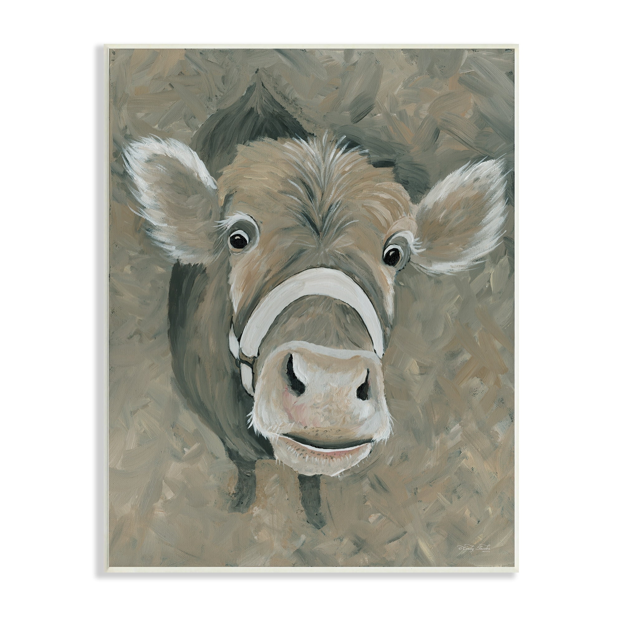 Stupell Industries Gossip Cow Head Peeking Eyes Wide Open,10 x 15, Design by Cindy Jacobs