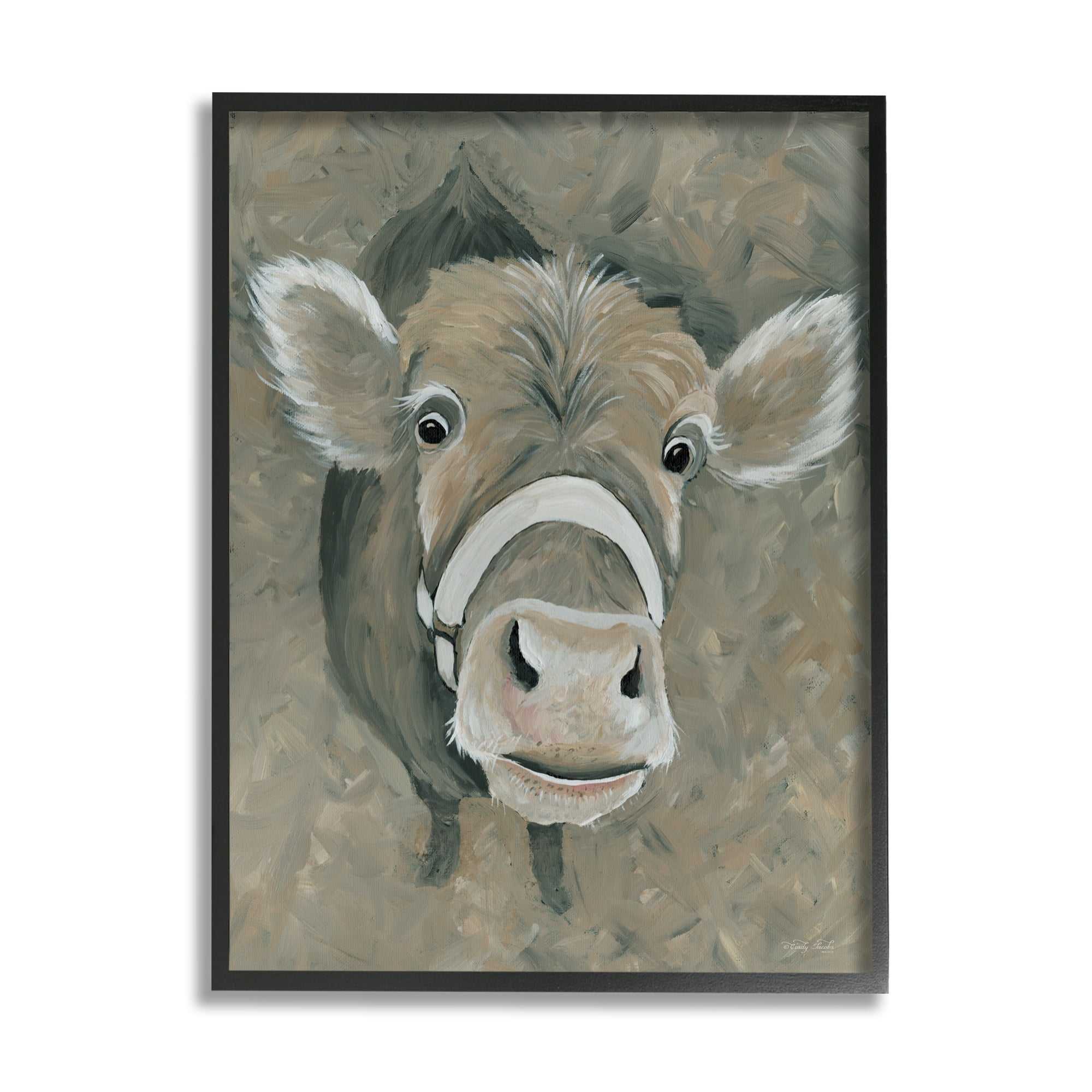 Stupell Industries Gossip Cow Head Peeking Eyes Wide Open,11 x 14, Design by Cindy Jacobs