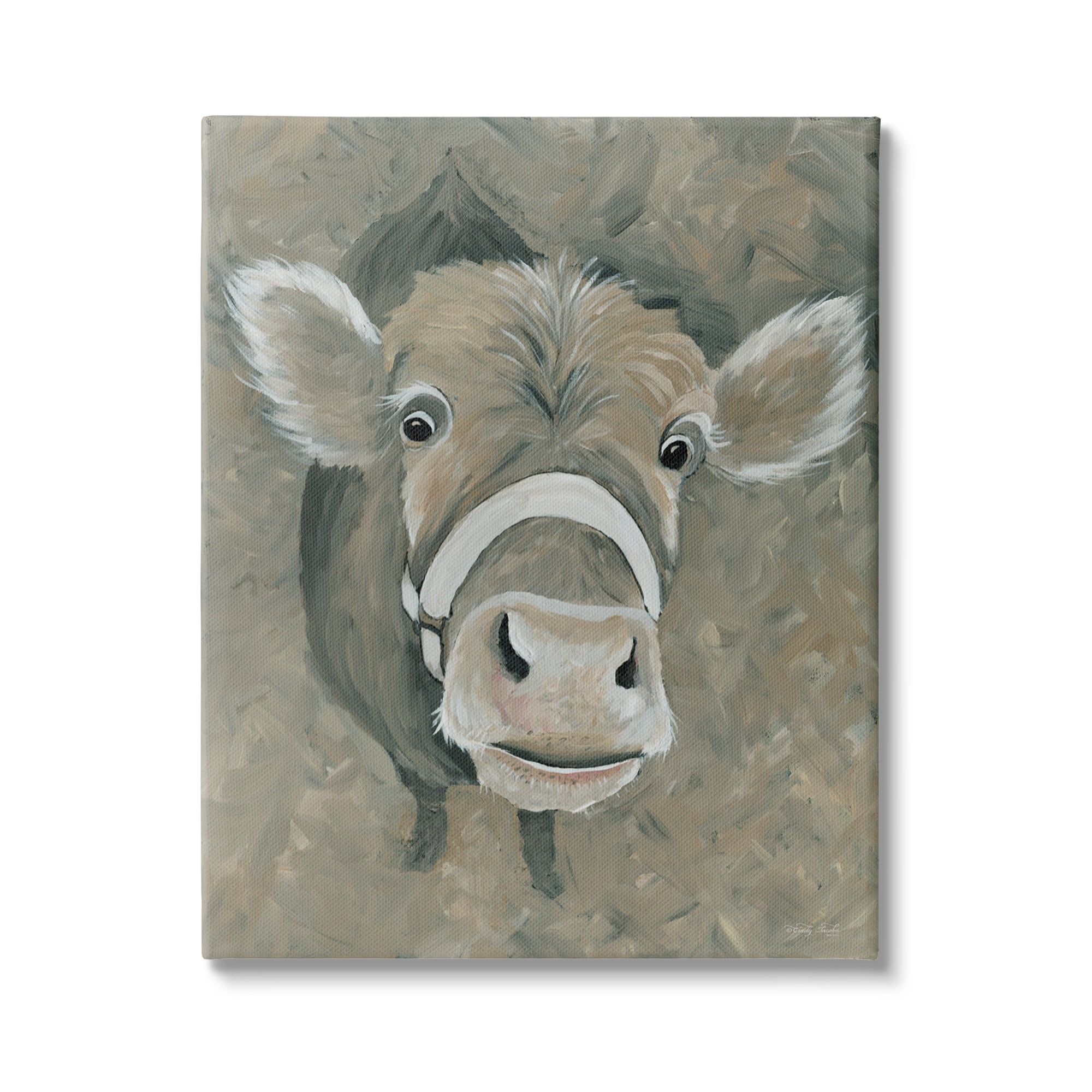 Stupell Industries Gossip Cow Head Peeking Eyes Wide Open,24 x 30, Design by Cindy Jacobs