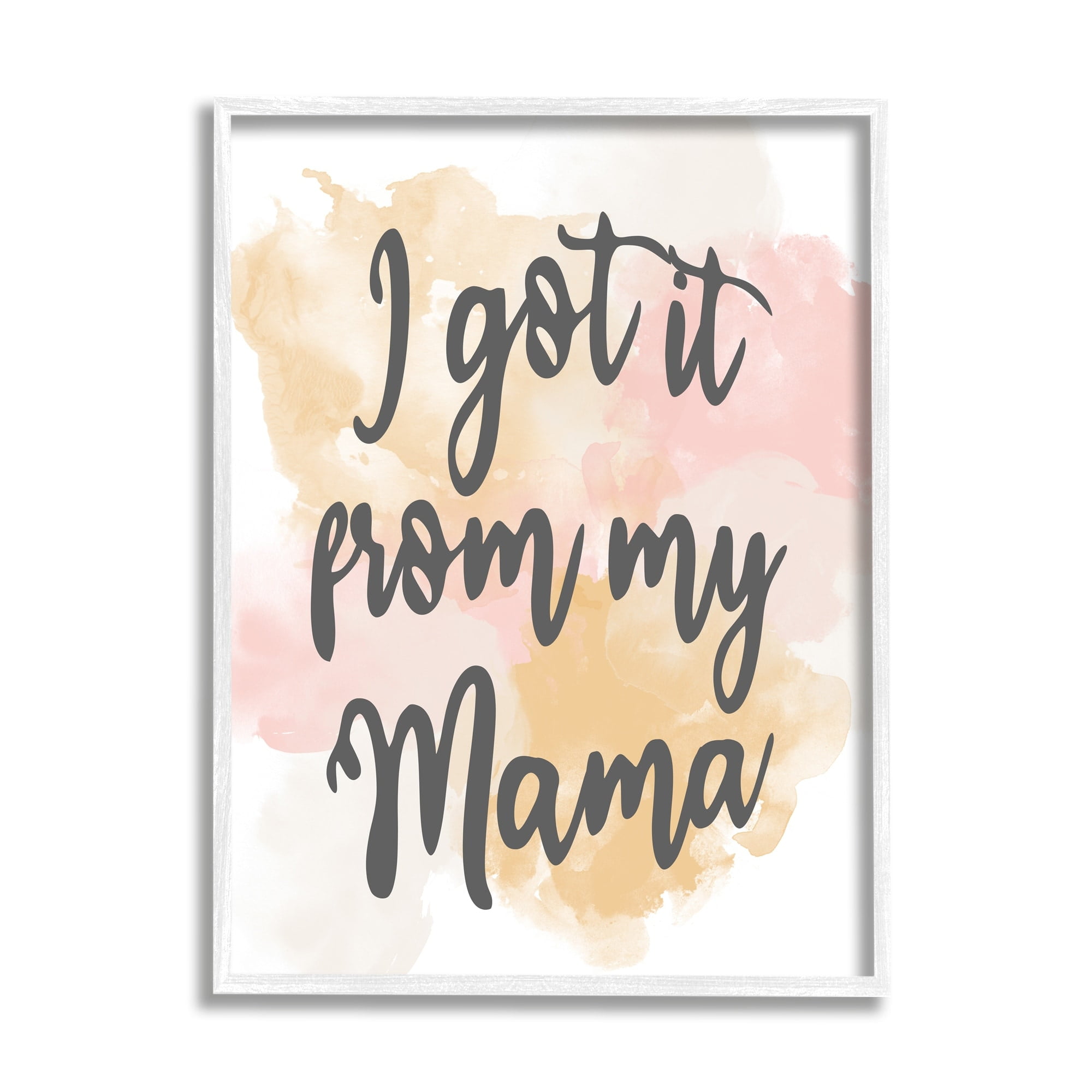 Stupell Industries Got It From My Mama Watercolor Effect Calligraphy Framed Wall Art, 11 x 14, Design by Kim Allen