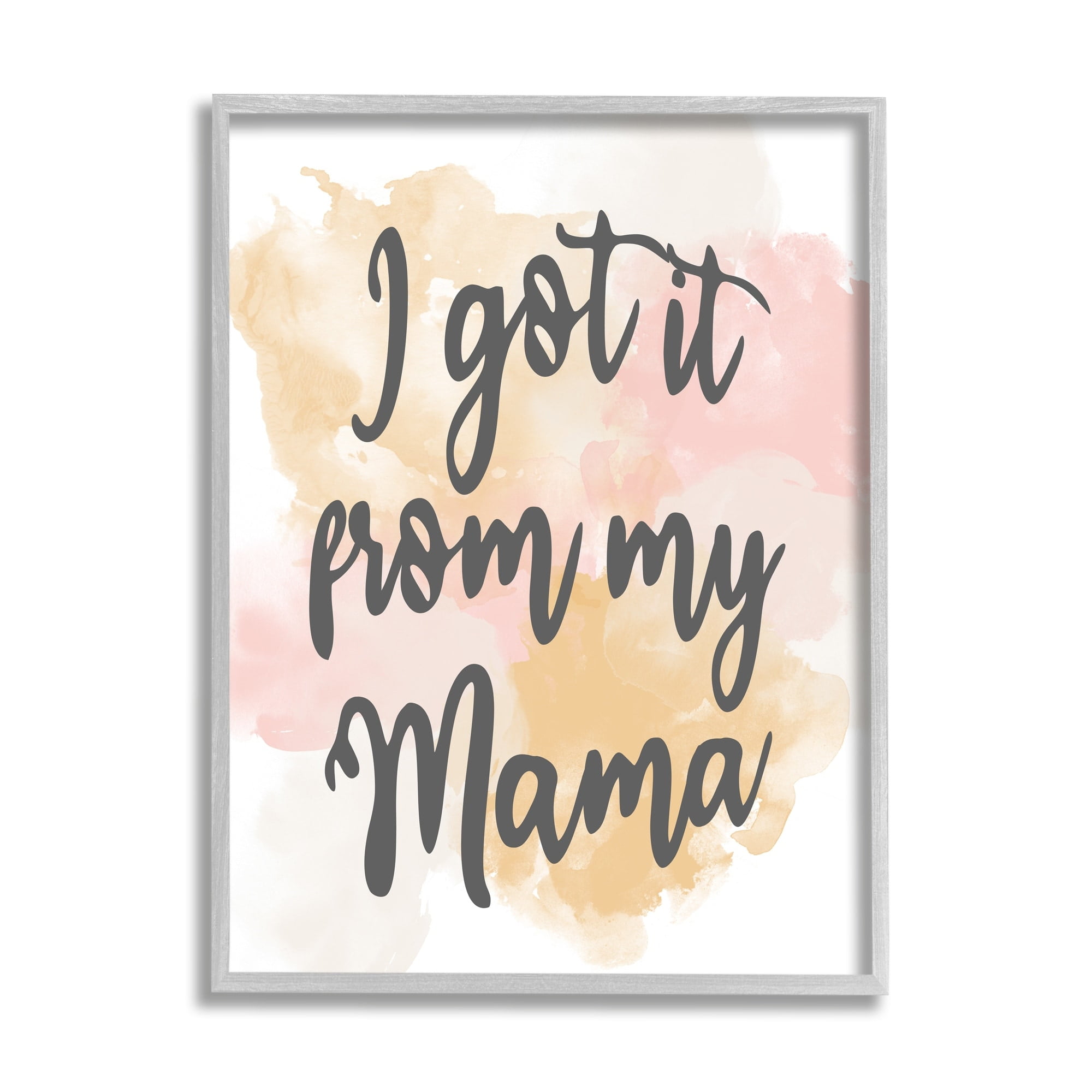 Stupell Industries Got It From My Mama Watercolor Effect Calligraphy Framed Wall Art, 16 x 20, Design by Kim Allen