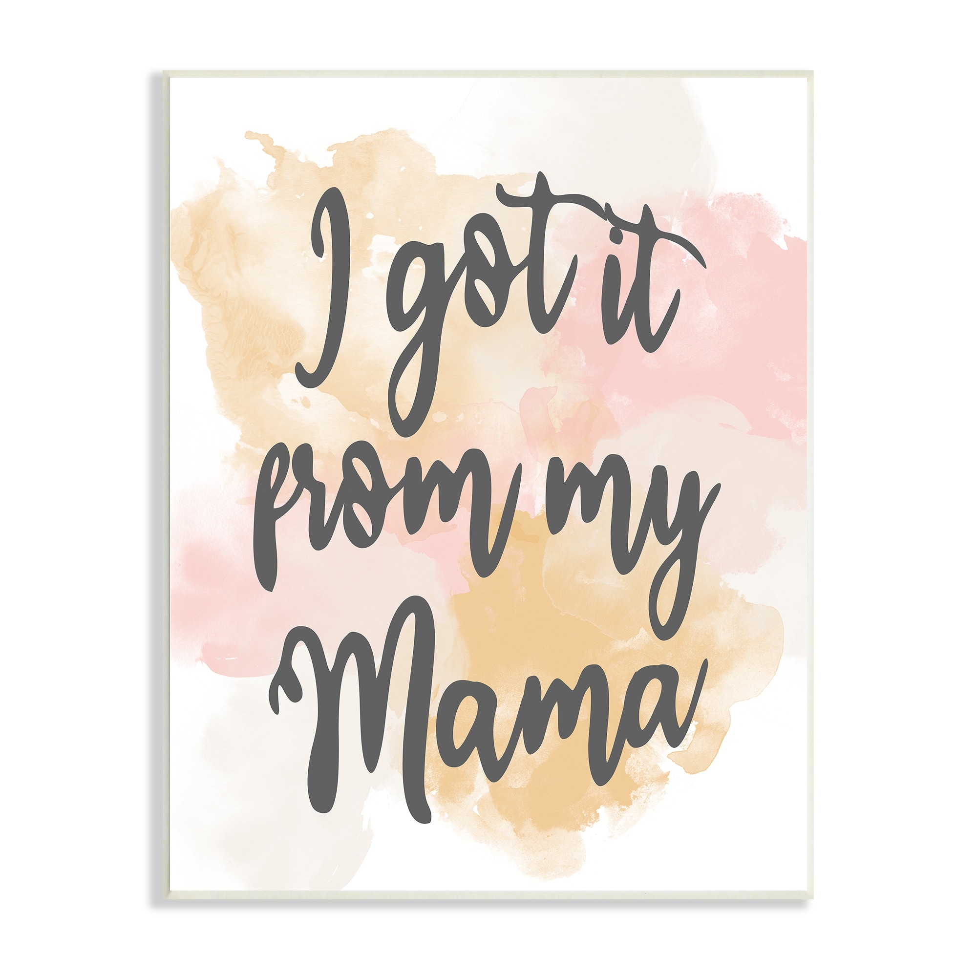 Stupell Industries Got It From My Mama Watercolor Effect Calligraphy Wood Wall Art, 13 x 19, Design by Kim Allen
