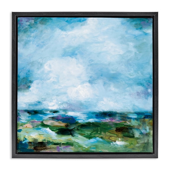 Stupell Industries Got The Blues Abstract Black Framed Floater Canvas Wall Art design by Wani Pasion, 18 x 18