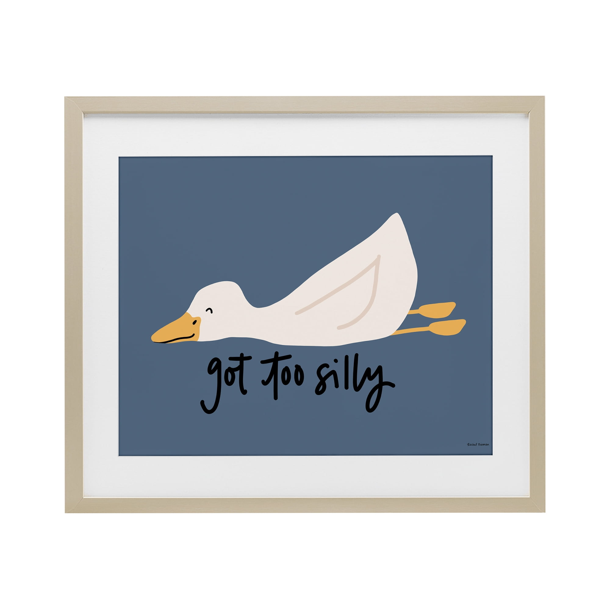 Stupell Industries Got Too Silly Duck Birch Framed Print Under Glass, design by Rachel Nieman