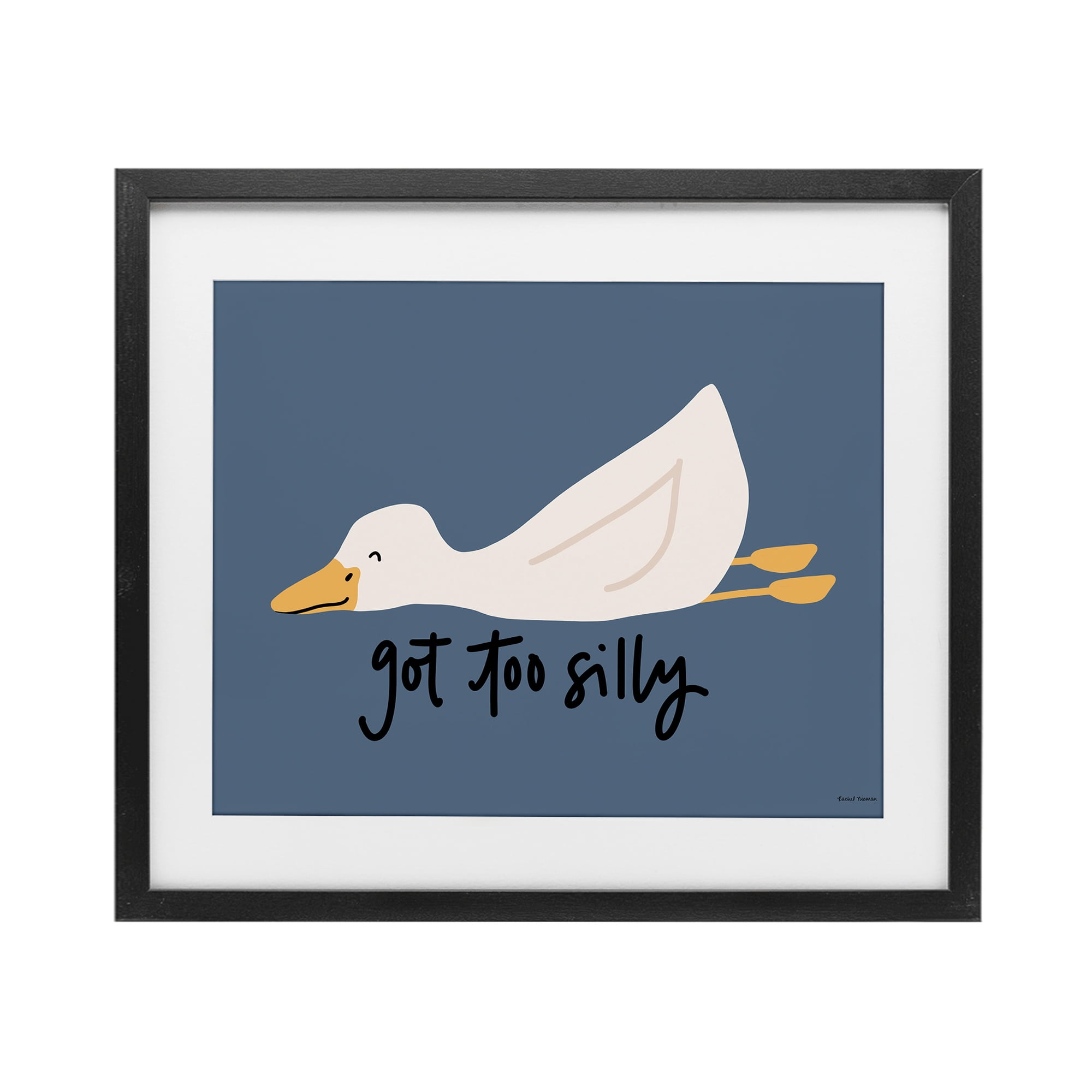 Stupell Industries Got Too Silly Duck Black Framed Print Under Glass, design by Rachel Nieman