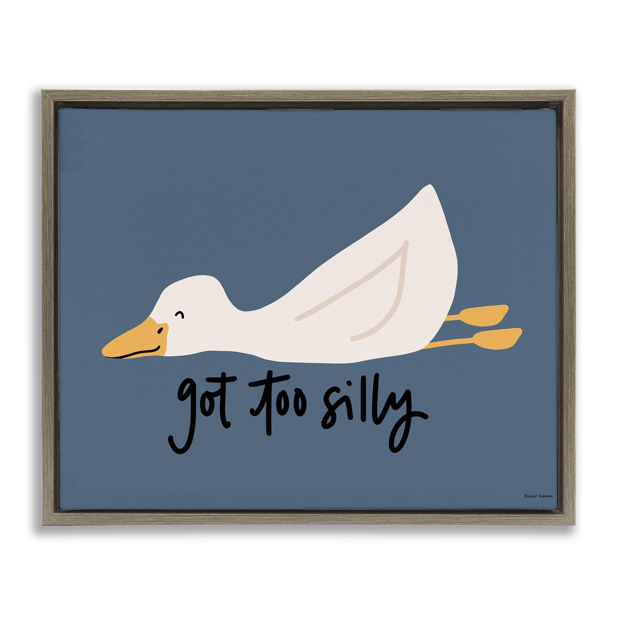 Stupell Industries Got Too Silly Duck Brown Framed Floater Canvas Wall Art, design by Rachel Nieman