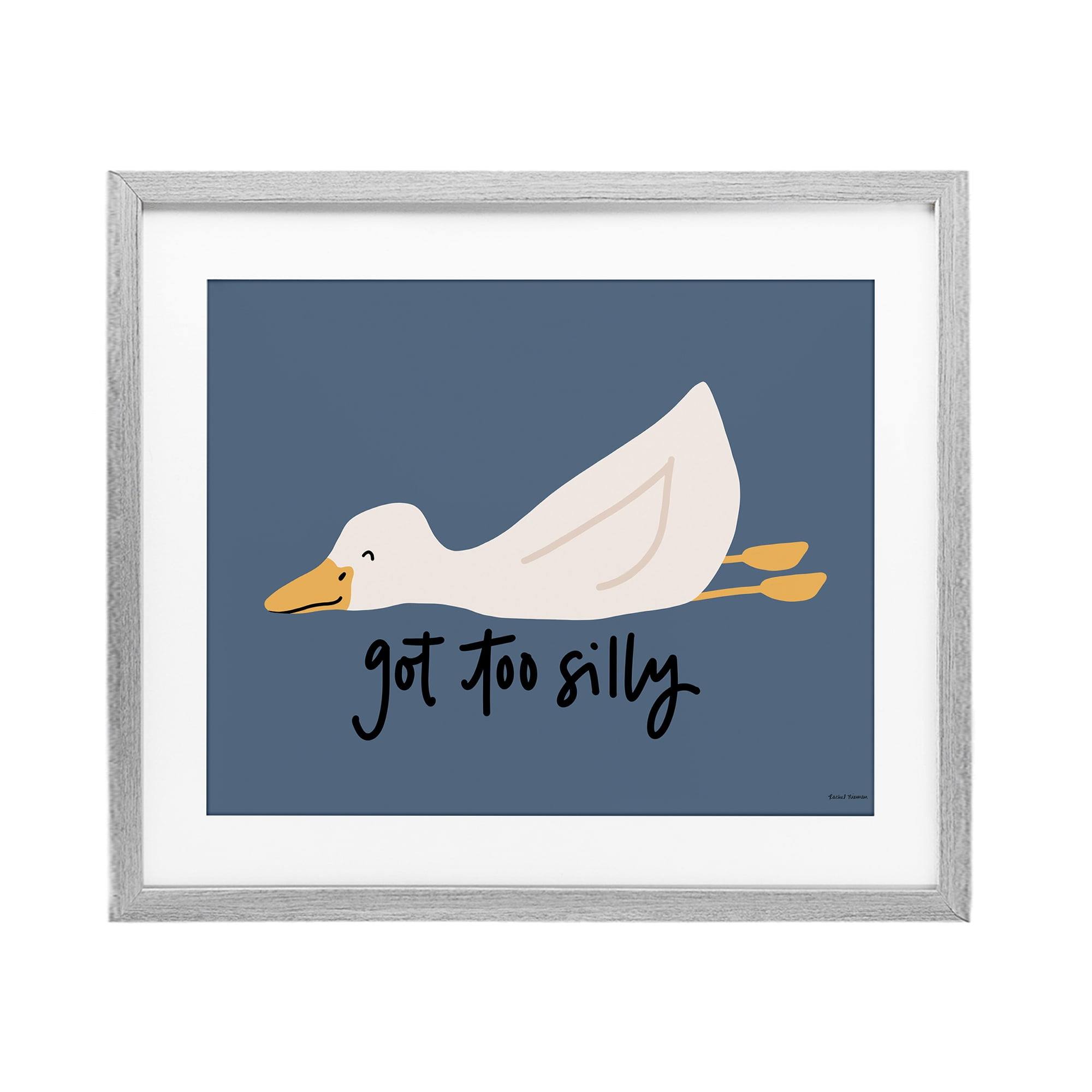 Stupell Industries Got Too Silly Duck Gray Framed Print Under Glass, design by Rachel Nieman