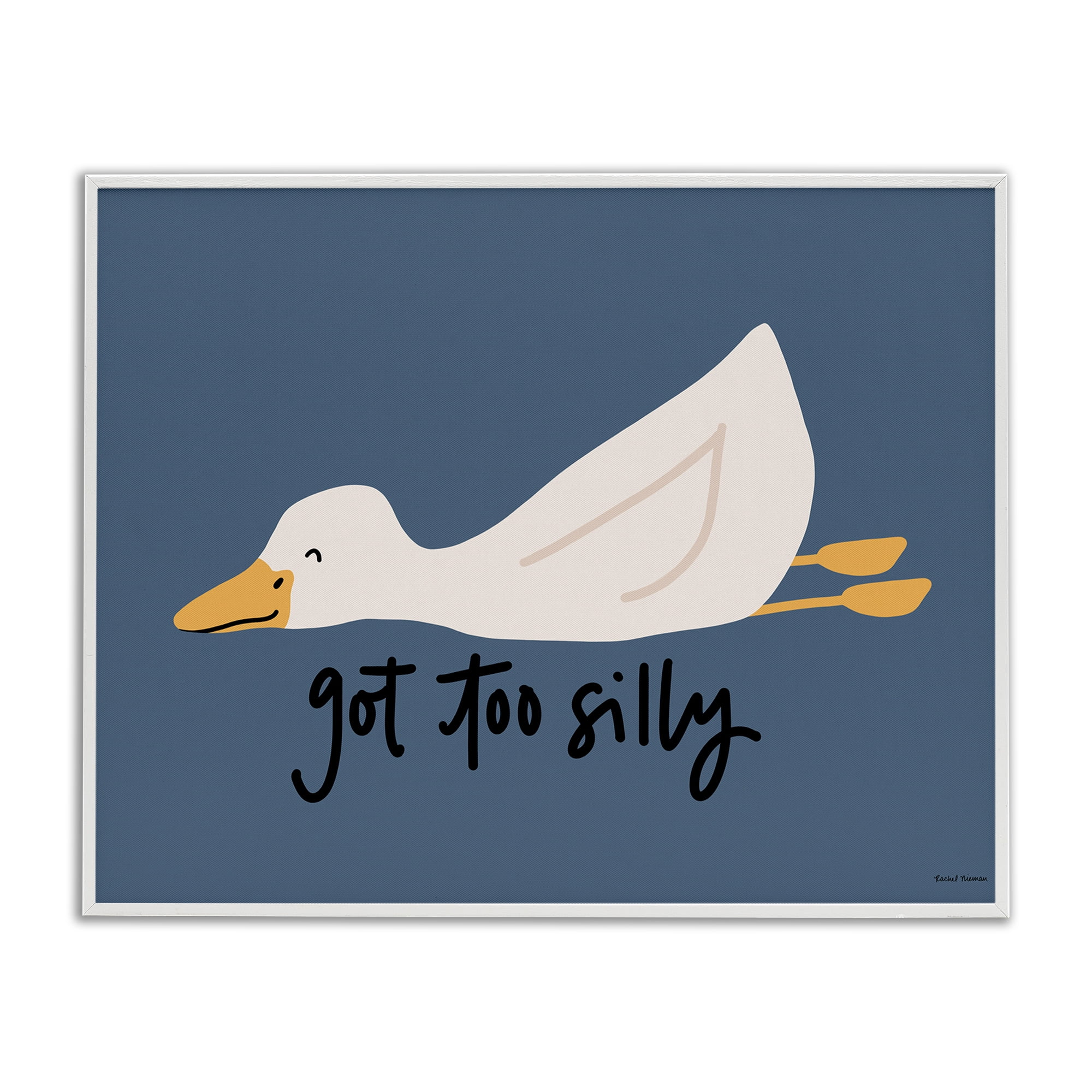 Stupell Industries Got Too Silly Duck White Framed Giclee Art, design by Rachel Nieman