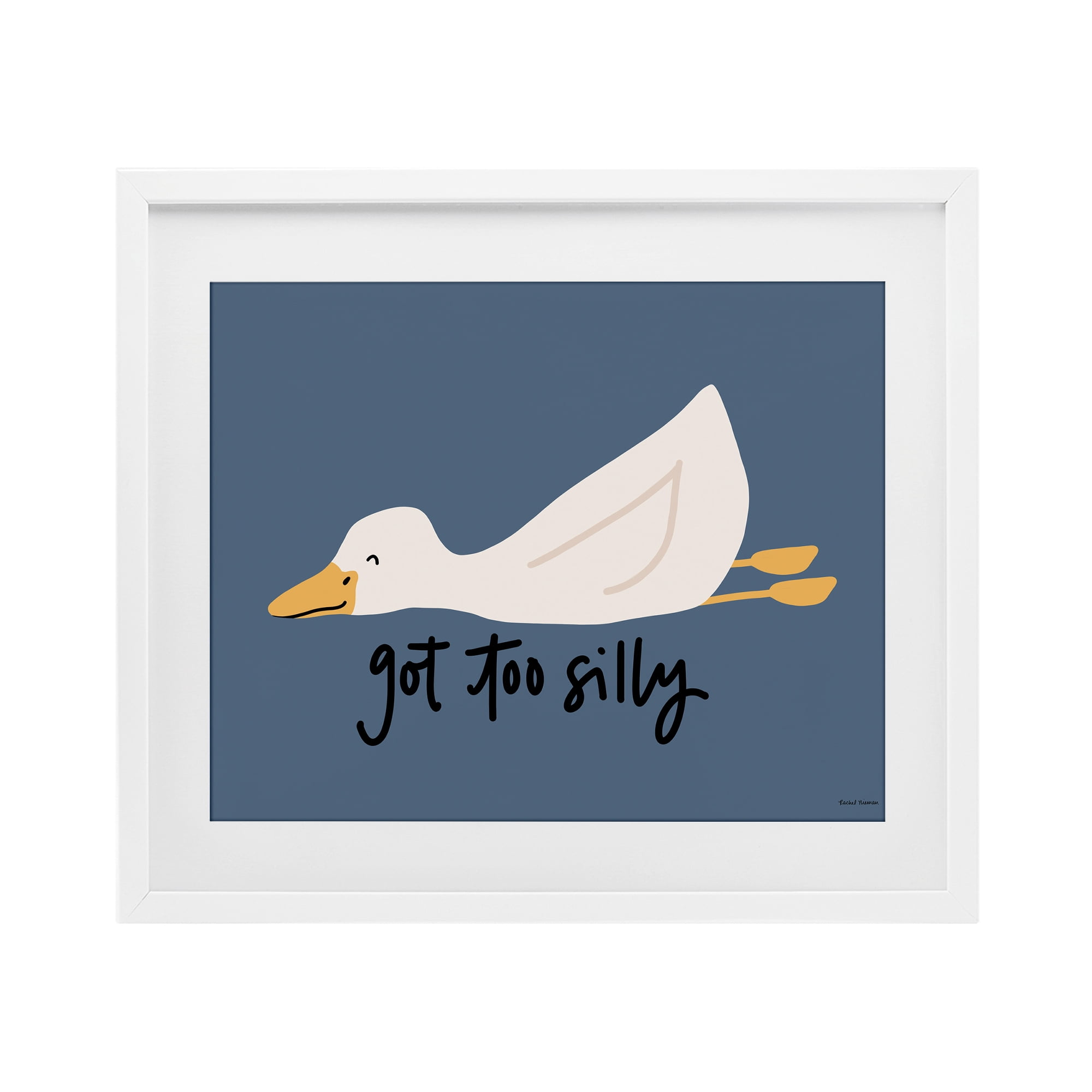 Stupell Industries Got Too Silly Duck White Framed Print Under Glass, design by Rachel Nieman
