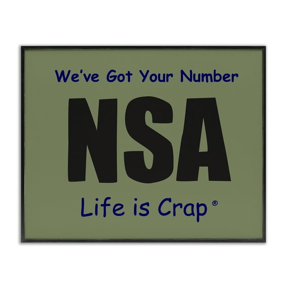 Stupell Industries Got Your Number NSA Novelty & Humor Painting Black Framed Art Print Wall Art, 14 x 11