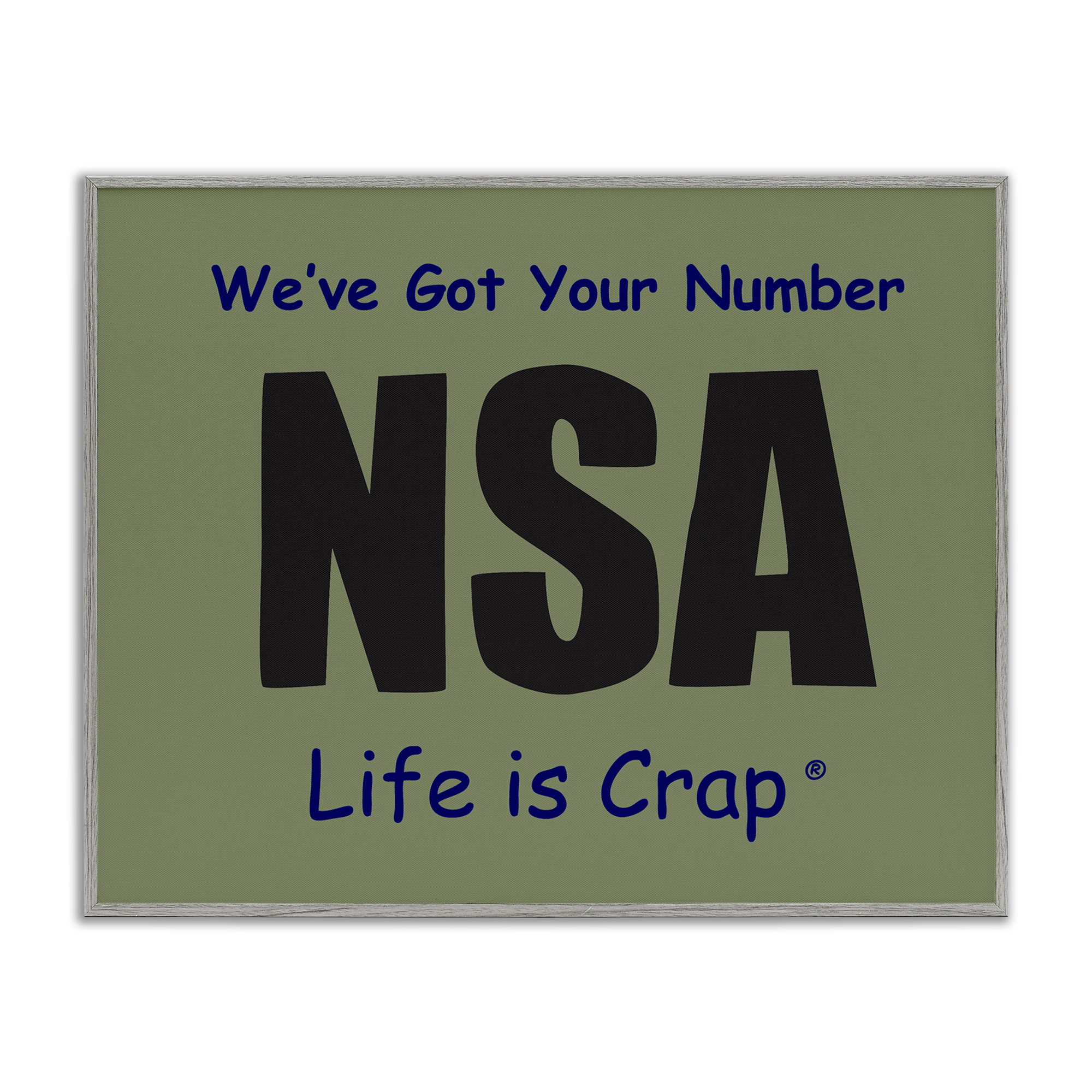 Stupell Industries Got Your Number NSA Novelty & Humor Painting Gray Framed Art Print Wall Art, 30 x 24