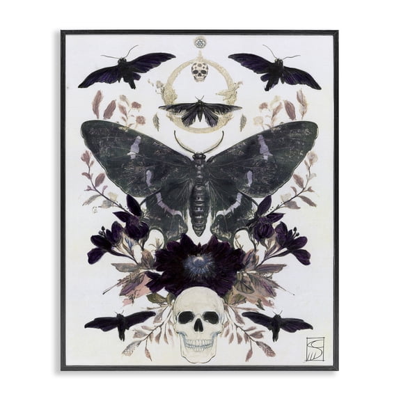 Gothic Symmetrical Moth Tarot Black Framed Giclee Art, 11 x 14, Made In USA