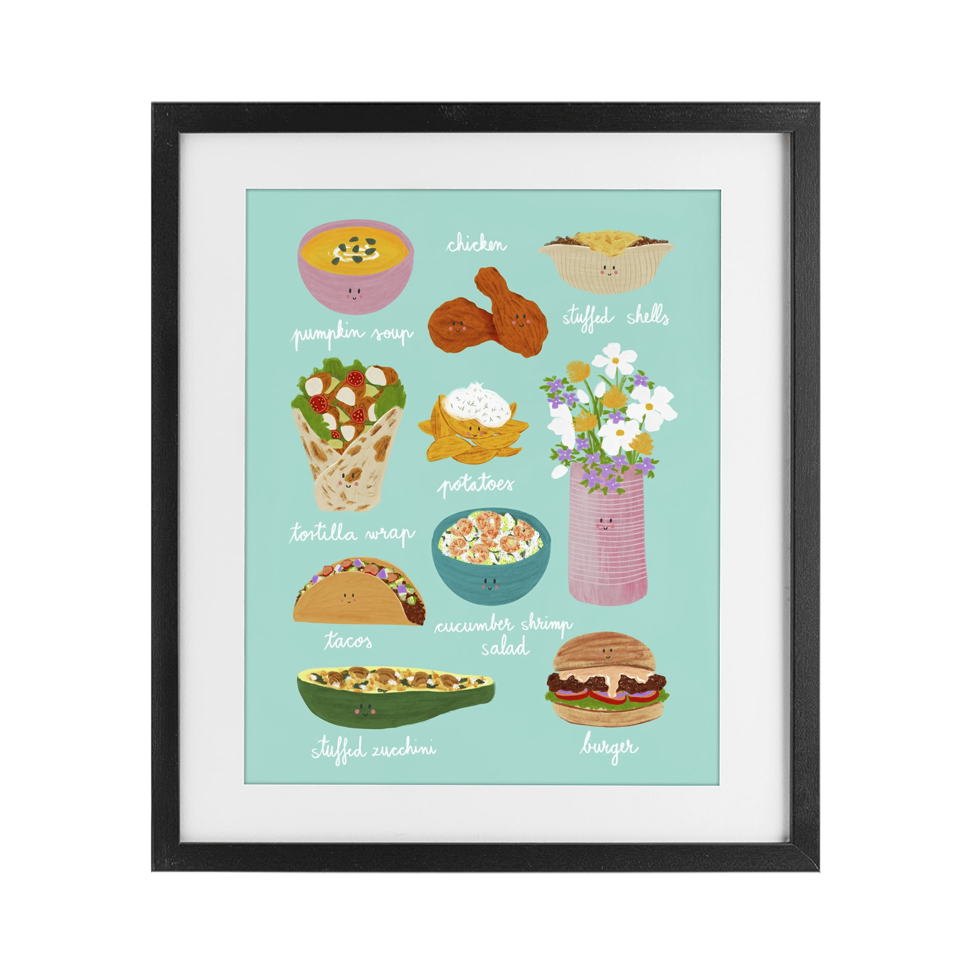 Stupell Industries Gourmet Lunch Food Collection Black Framed Print Under Glass, design by Metka Hiti