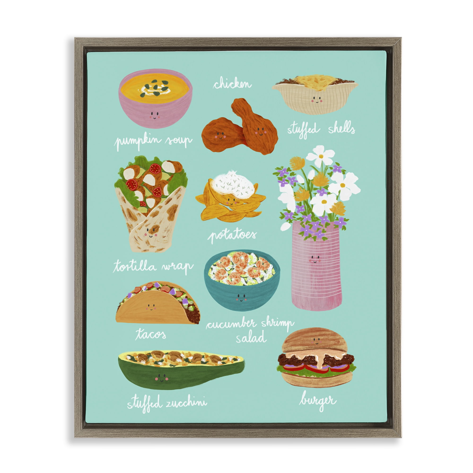Stupell Industries Gourmet Lunch Food Collection Brown Framed Floater Canvas Wall Art, design by Metka Hiti
