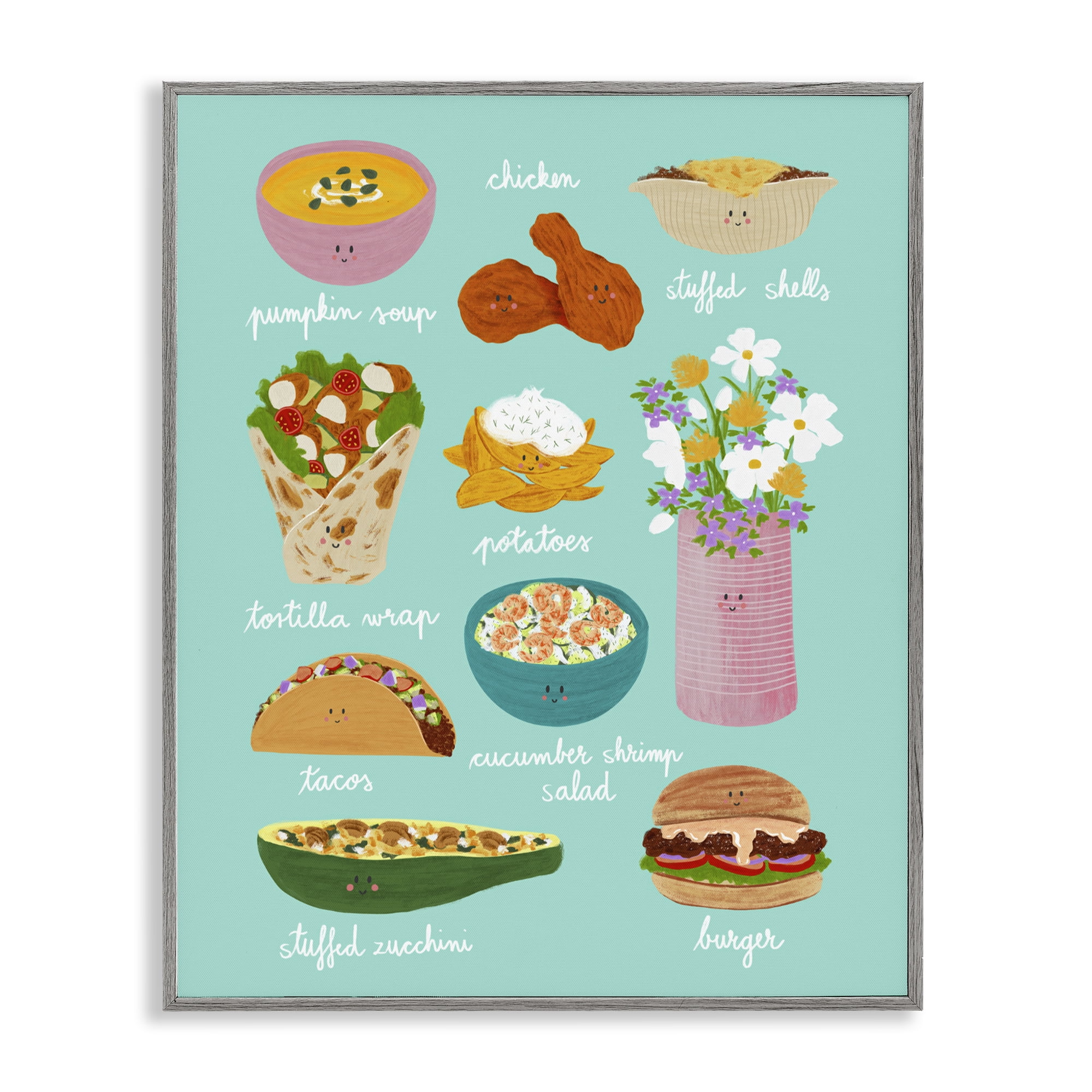 Stupell Industries Gourmet Lunch Food Collection Gray Framed Giclee Art, design by Metka Hiti