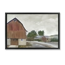 Stupell Industries Grace Farm Barn View Black Framed Floater Canvas Wall Art design by Errico & Slyp, 17 x 25