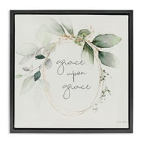 Stupell Industries Grace with Soft Leaves Botanical & Floral Painting Black Floater Framed Canvas Art Print Wall Art, 18 x 18