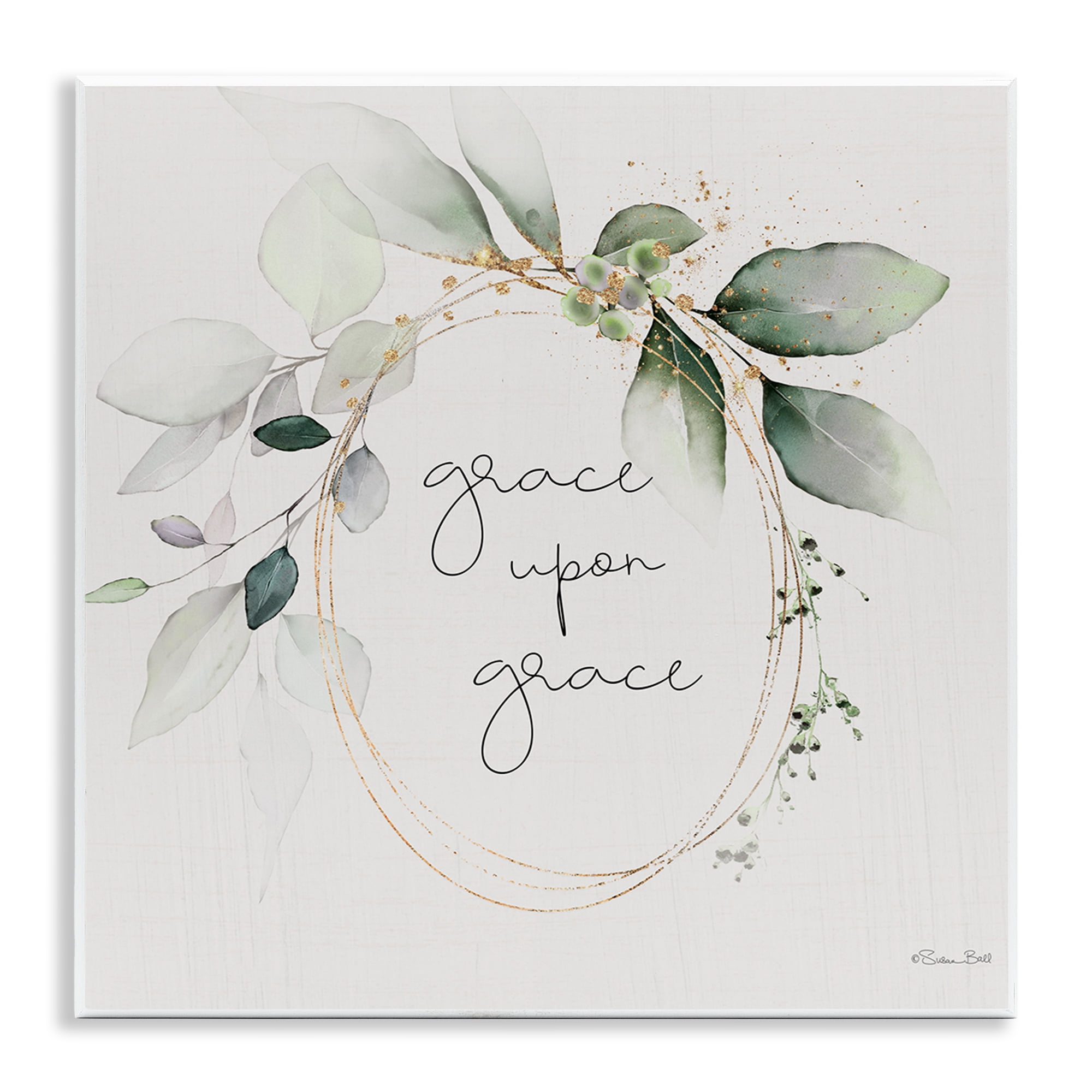 Stupell Industries Grace with Soft Leaves Botanical & Floral Painting Unframed Art Print Wall Art, 12 x 12