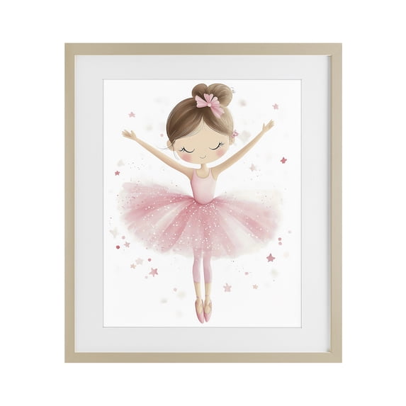 Stupell Industries Cottage Graceful Ballerina Pose Birch Framed Print Under Glass, 13 x 16, by Creative Studio