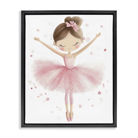 Stupell Industries Cottage Graceful Ballerina Pose Black Floating Frame Canvas Art, 17 x 21, by Creative Studio