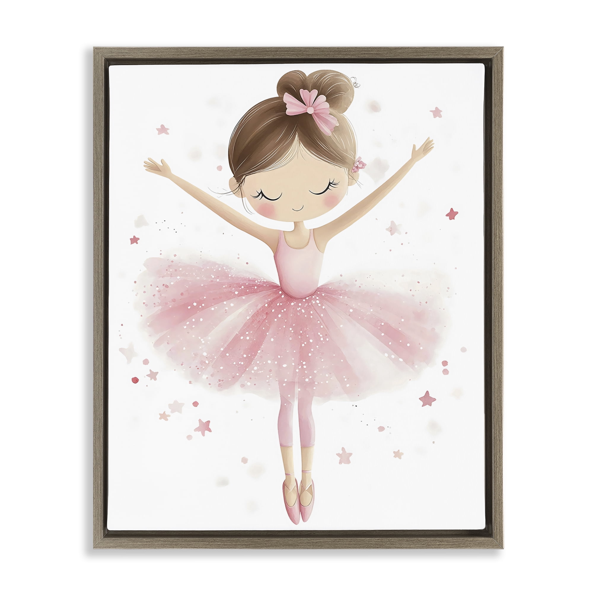 Stupell Industries Graceful Ballerina Pose Brown Framed Floater Canvas Wall Art, design by Creative Studio