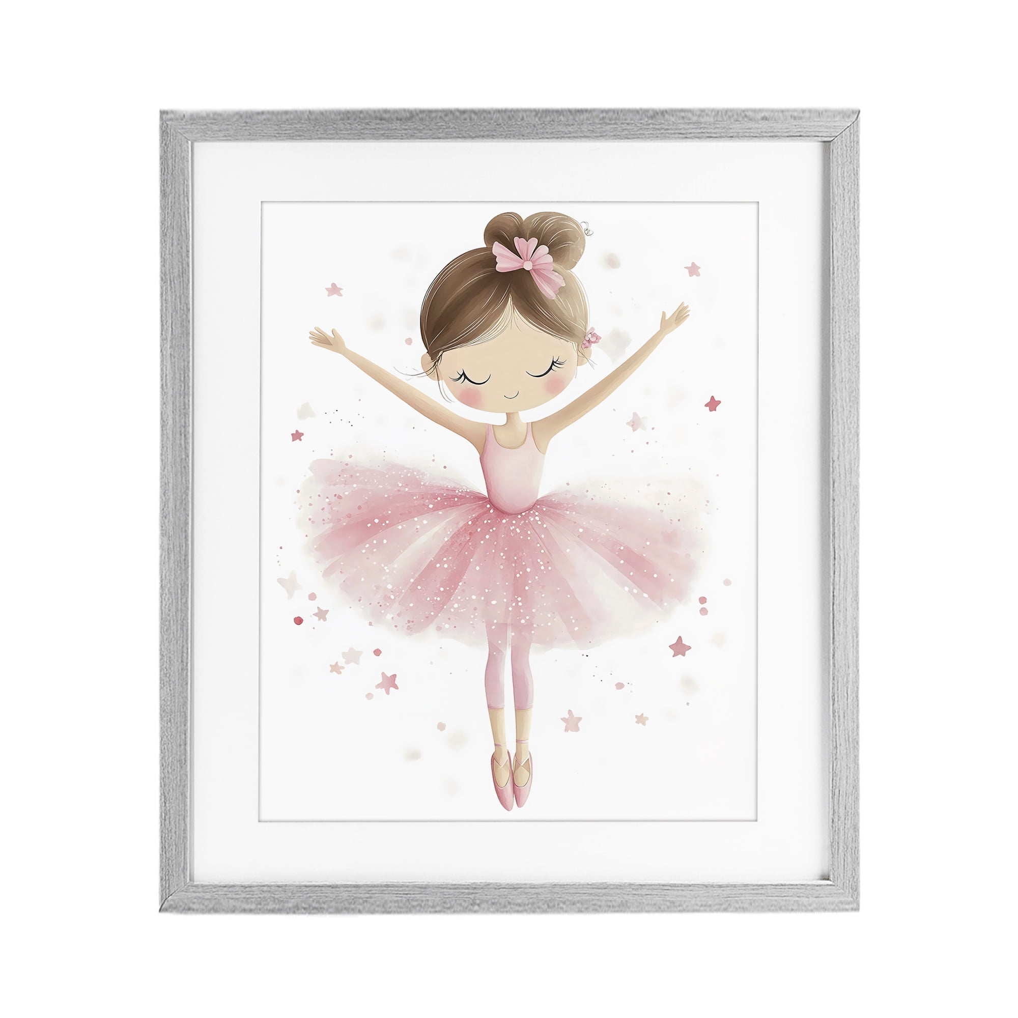 Stupell Industries Graceful Ballerina Pose Gray Framed Print Under Glass, design by Creative Studio
