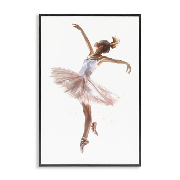 Stupell Industries Graceful Ballerina Pose Novelty Painting Black Framed Art Print Wall Art, 12 x 18