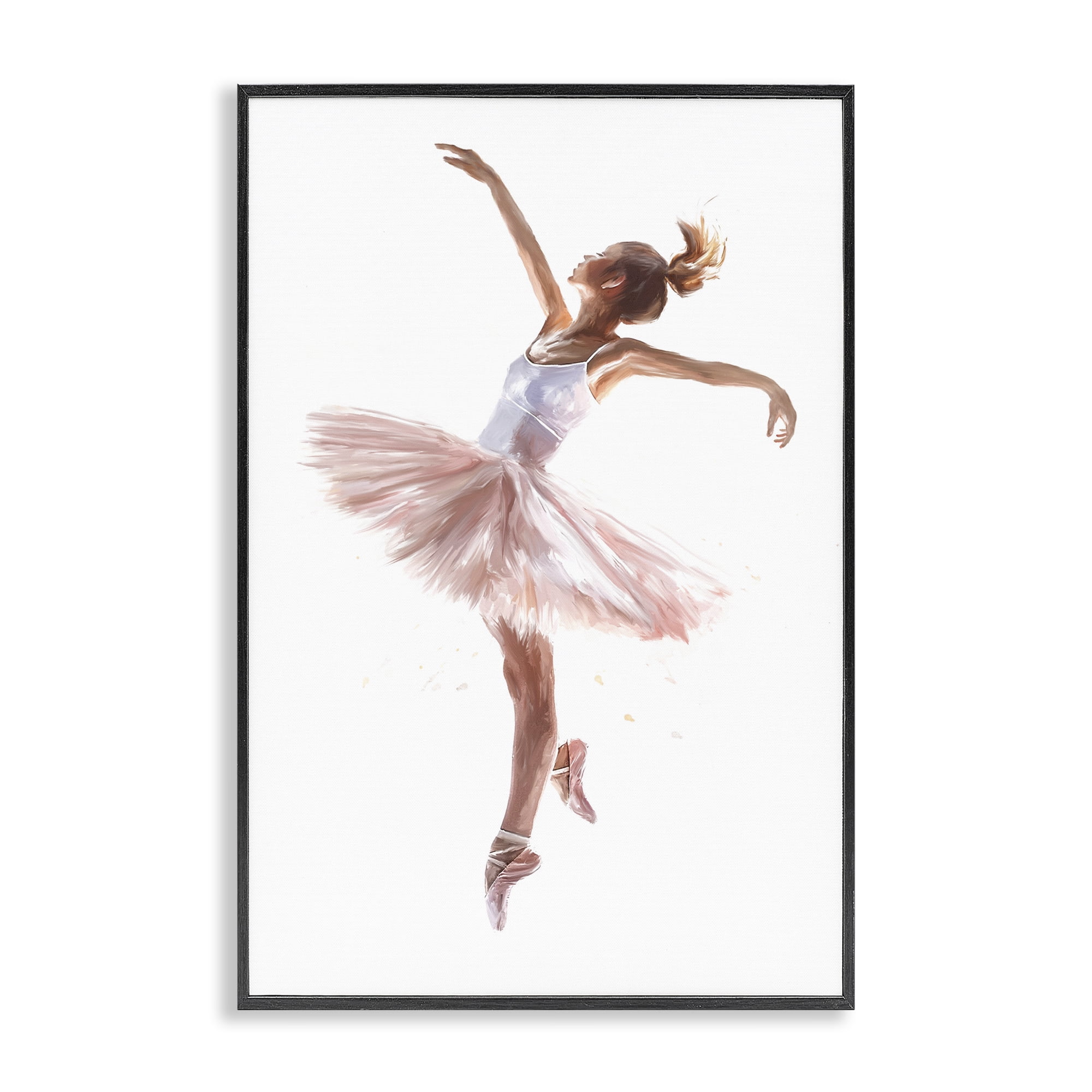 Stupell Industries Graceful Ballerina Pose Novelty Painting Black Framed Art Print Wall Art, 20 x 30