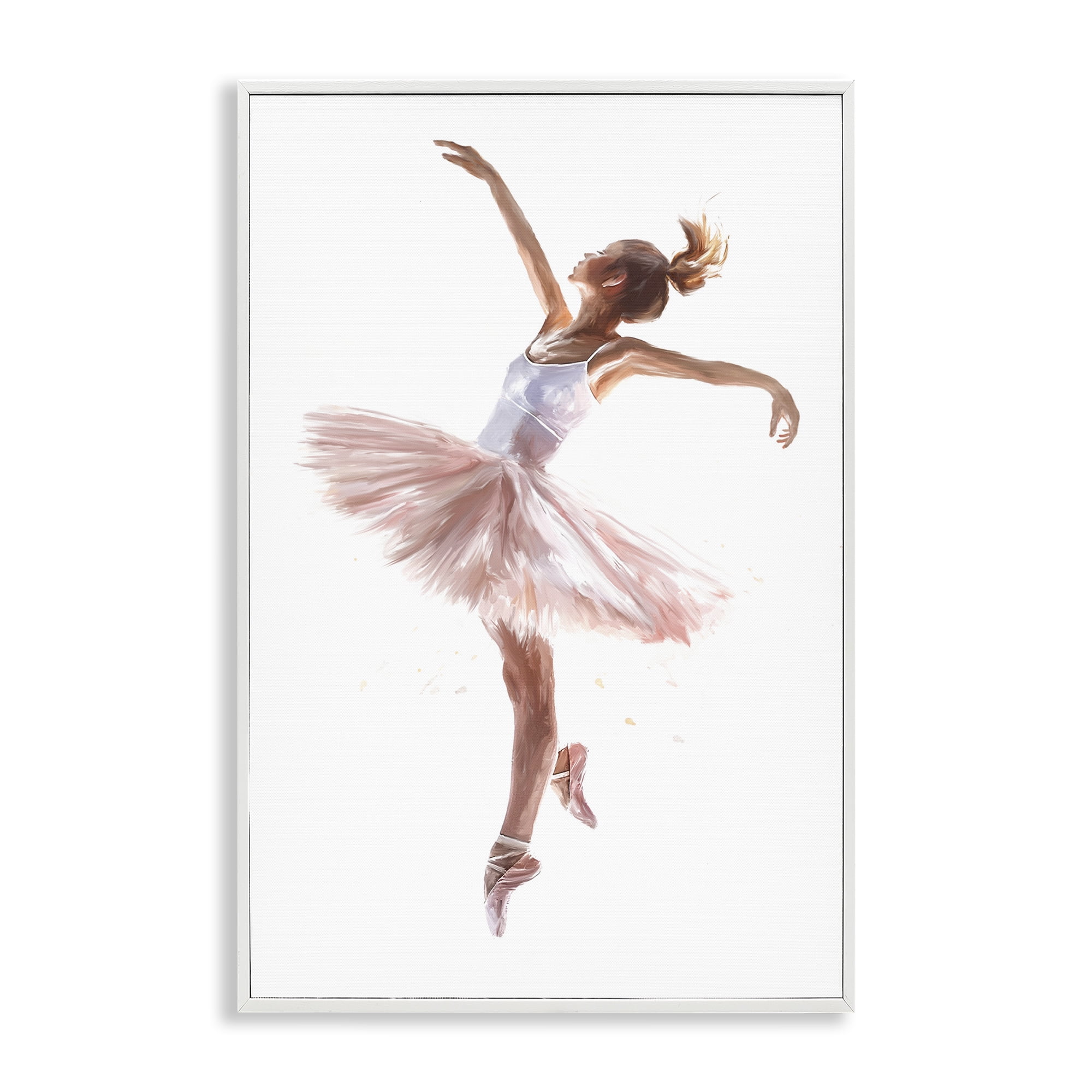 Stupell Industries Graceful Ballerina Pose Novelty Painting White Framed Art Print Wall Art, 16 x 24